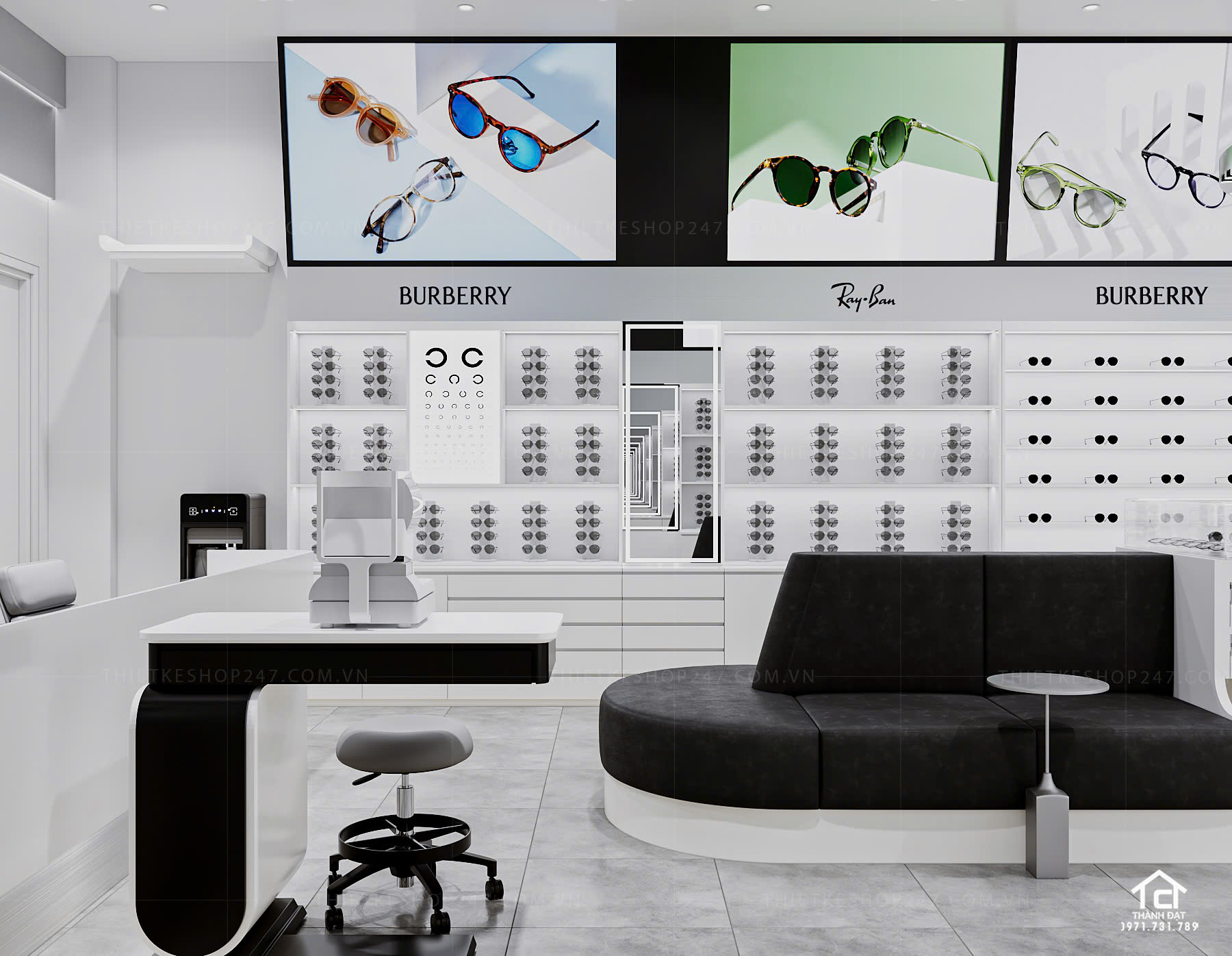 thiết kế shop mắt kính đẹp năng động