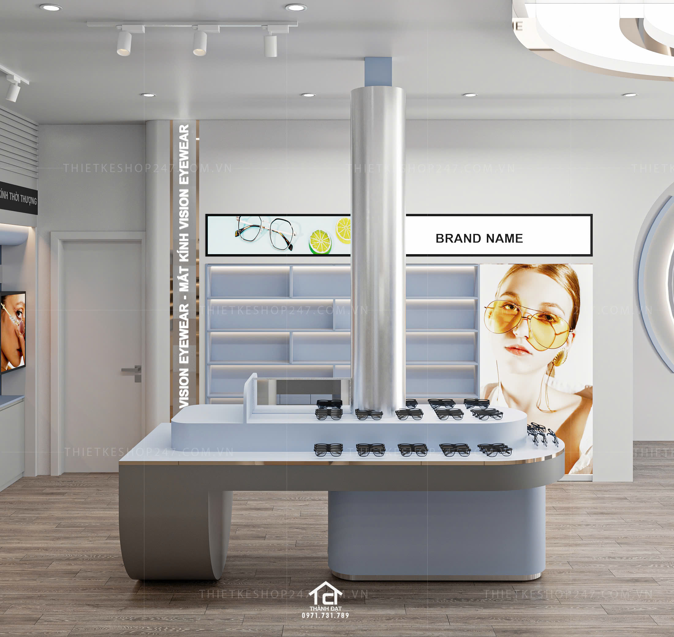 thiết kế shop mắt kính đẹp nổi bật