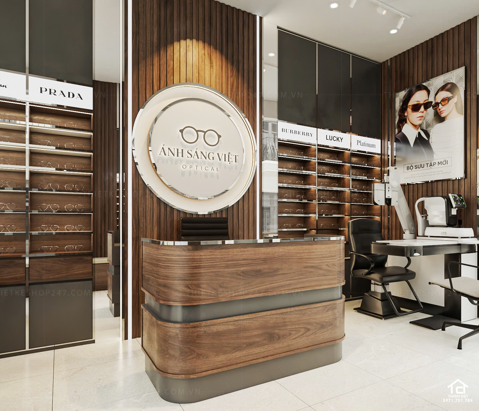thiết kế shop mắt kính đẹp nổi bật