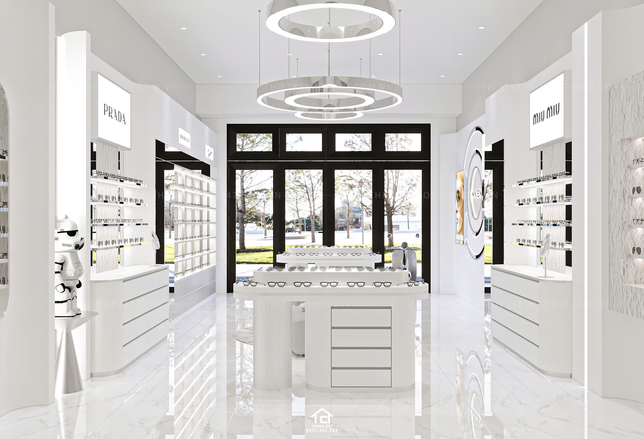 thiết kế shop mắt kính đẹp phong cách