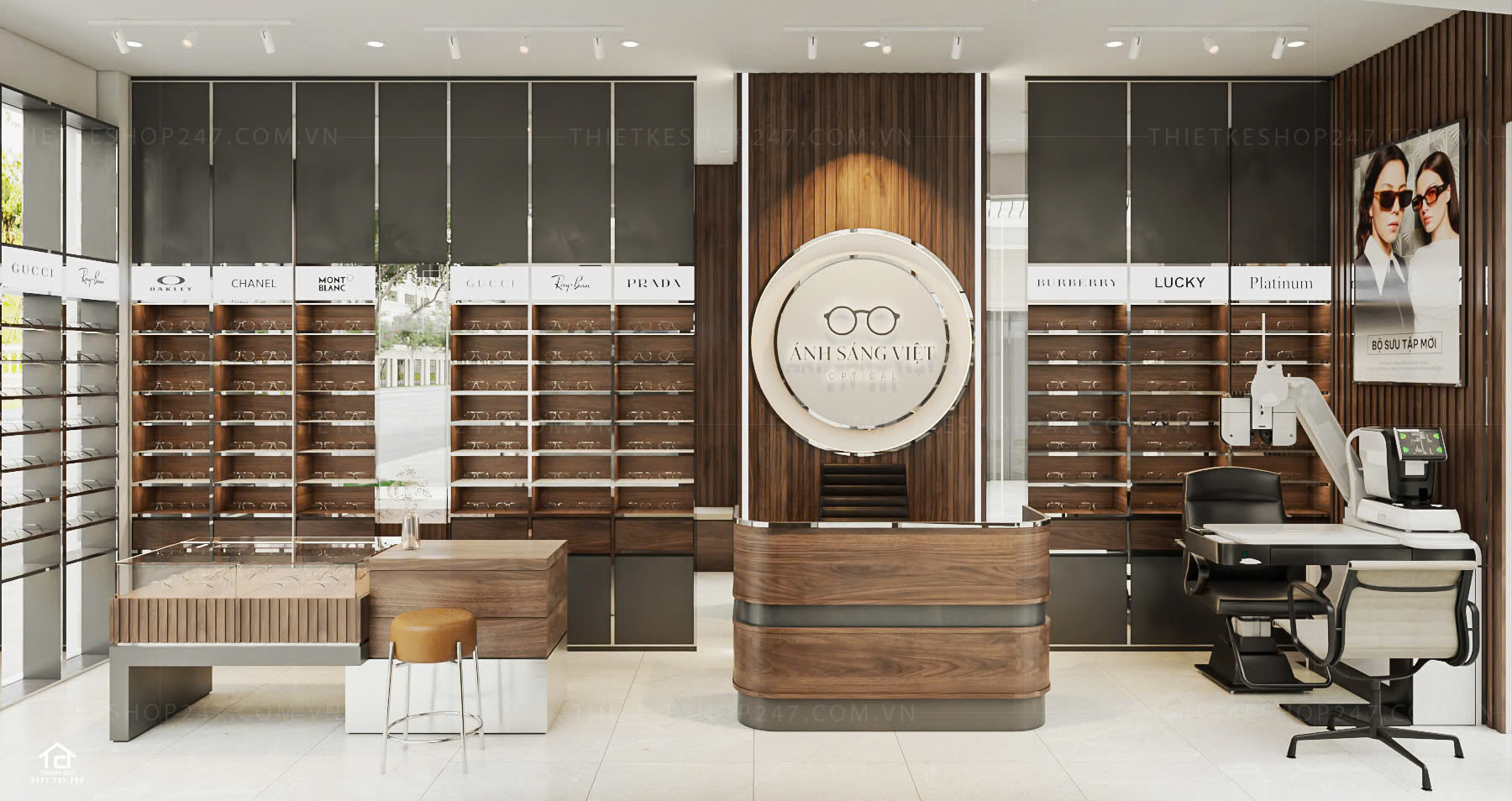 thiết kế shop mắt kính đẹp phong cách