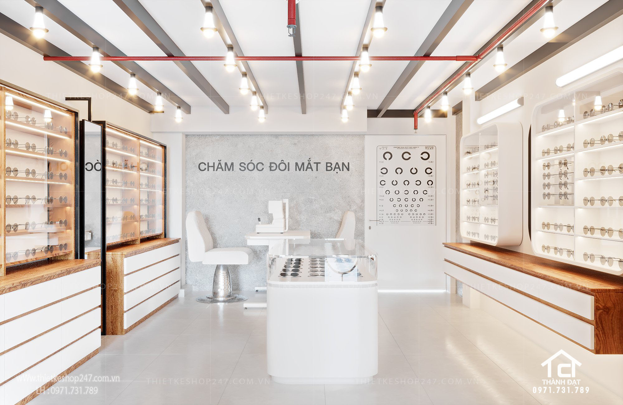 thiết kế shop mắt kính đẹp sang chảnh
