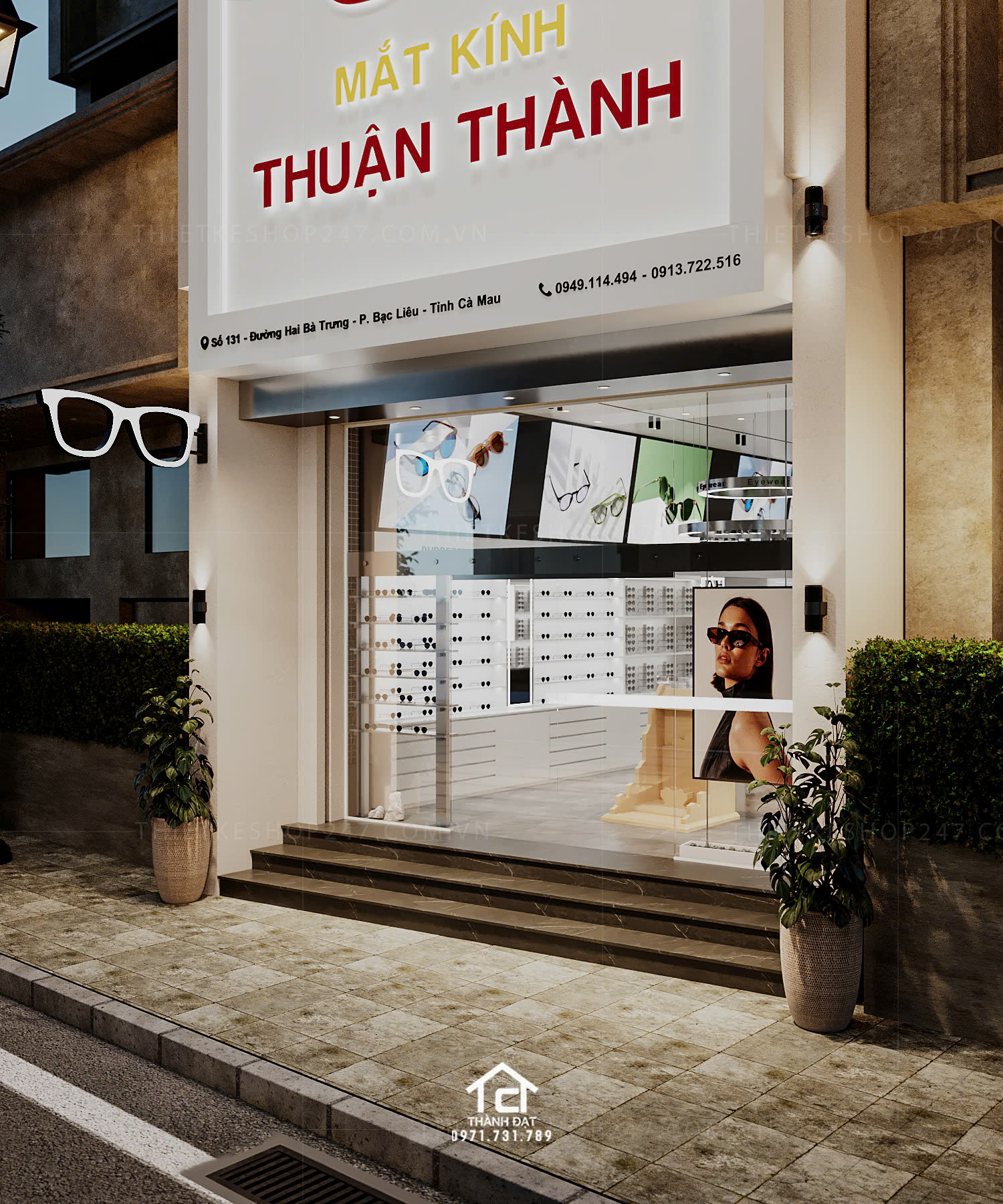 thiết kế shop mắt kính đẹp sang trọng