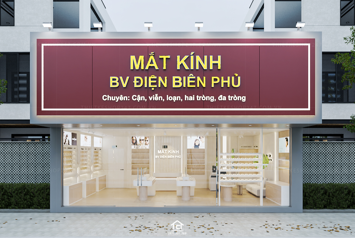 thiết kế shop mắt kính đẹp sang trọng