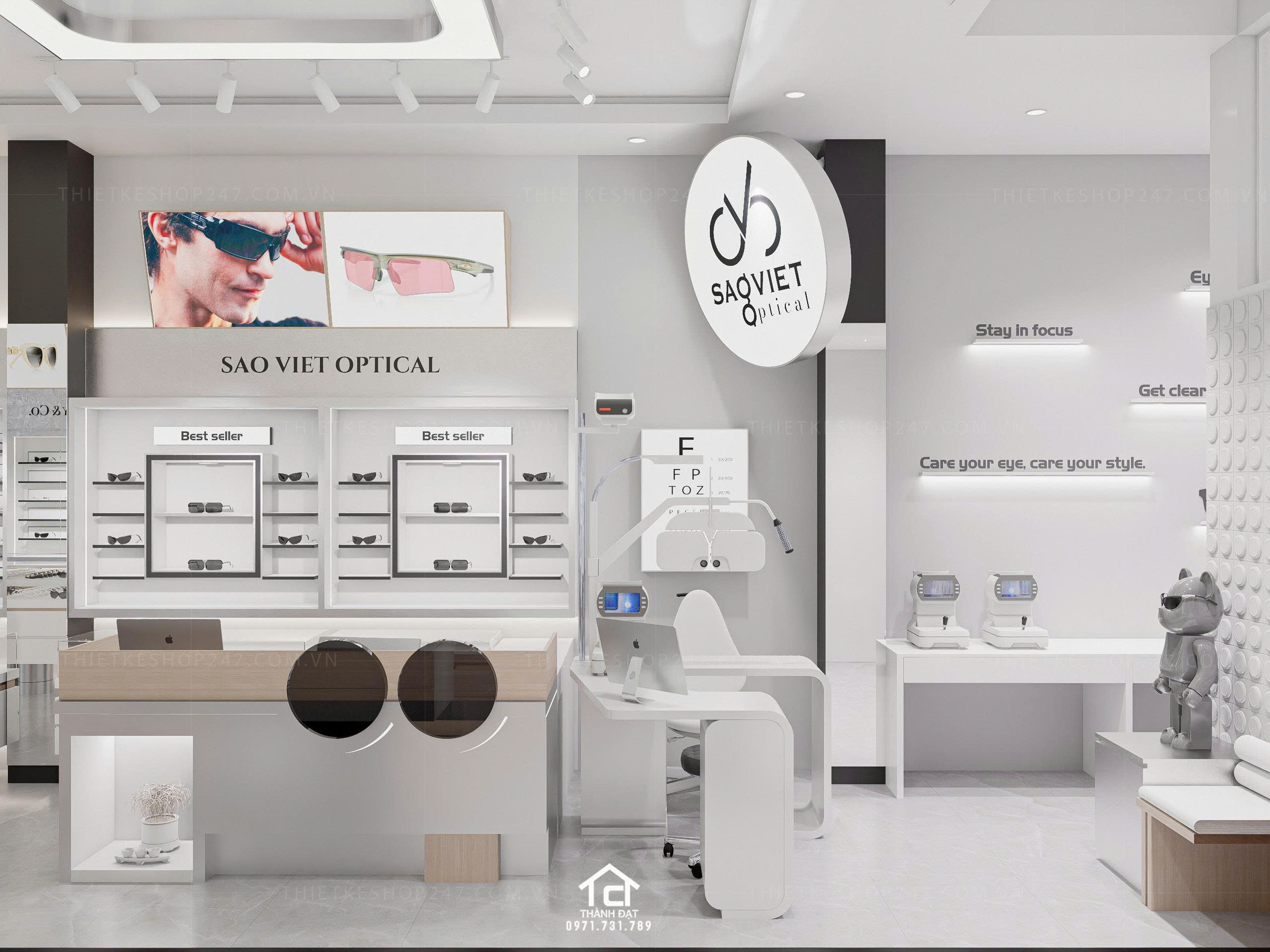 thiết kế shop mắt kính đẹp sinh động
