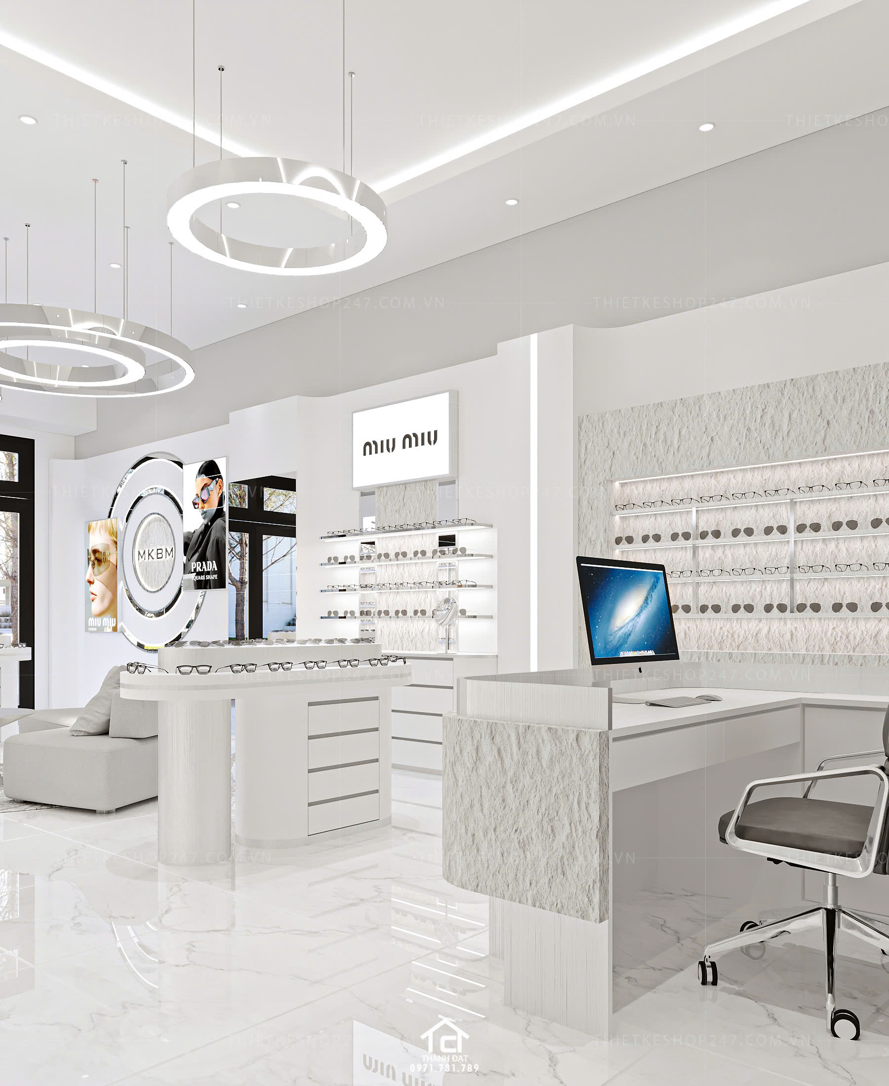 thiết kế shop mắt kính đẹp sinh động