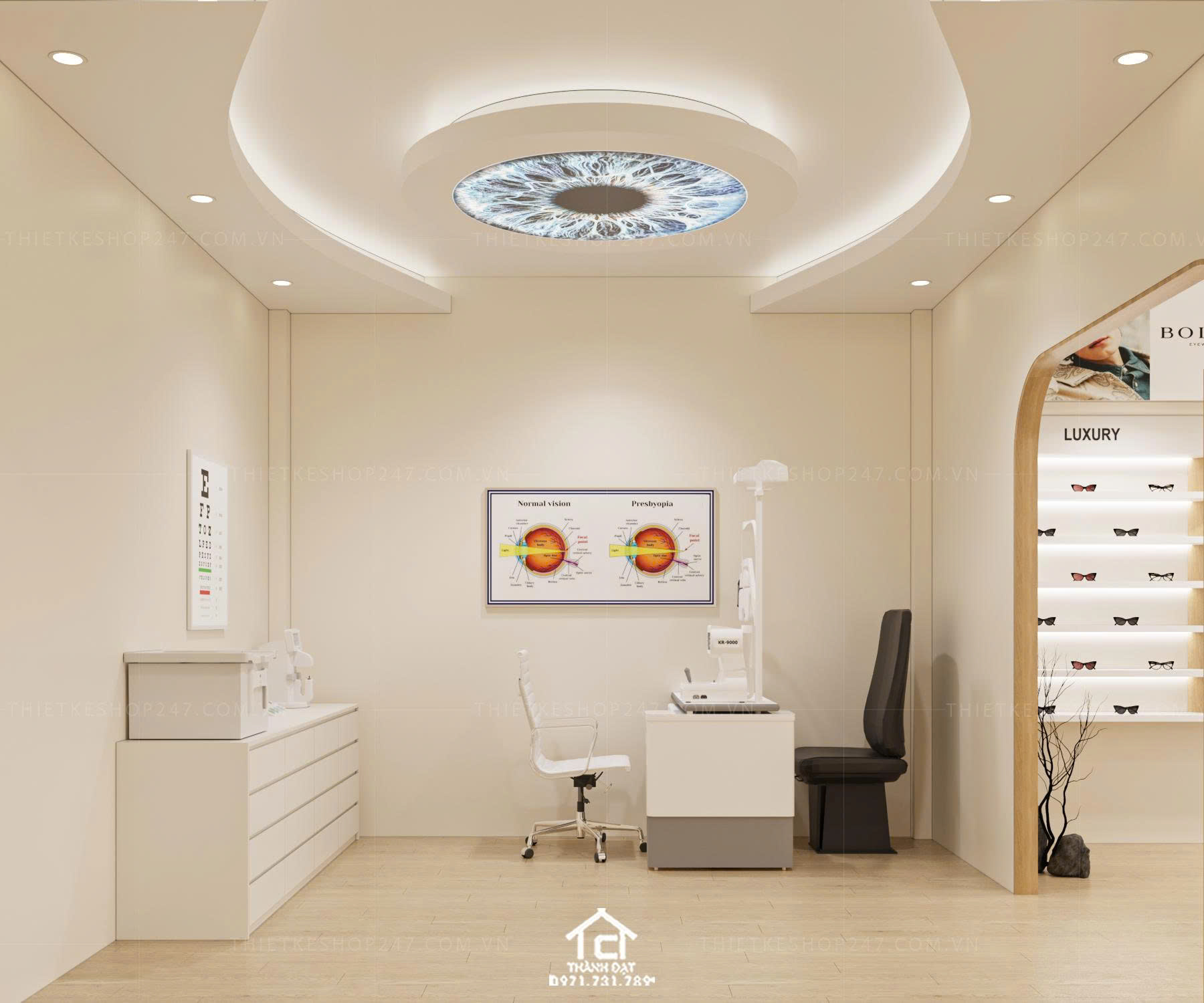 thiết kế shop mắt kính đẹp sinh động