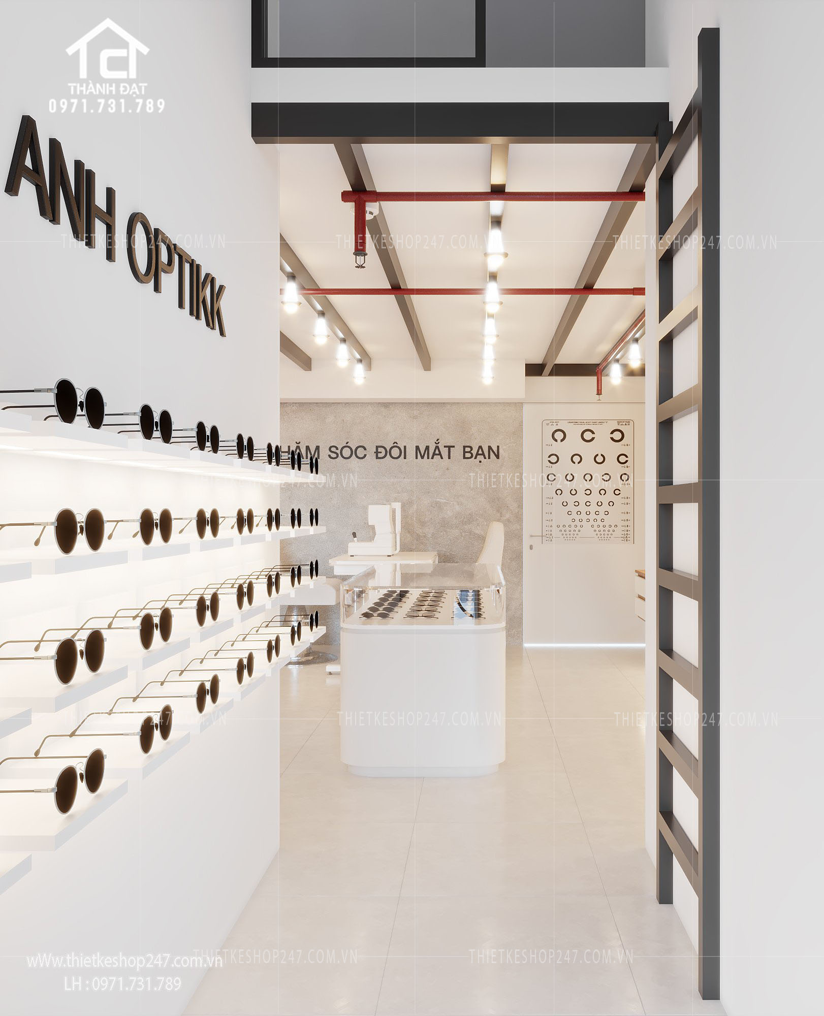 thiết kế shop mắt kính đẹp thu hút