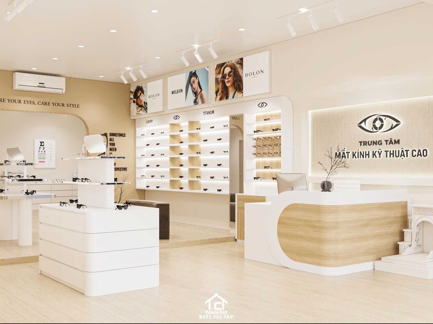 thiết kế shop mắt kính đẹp tinh tế