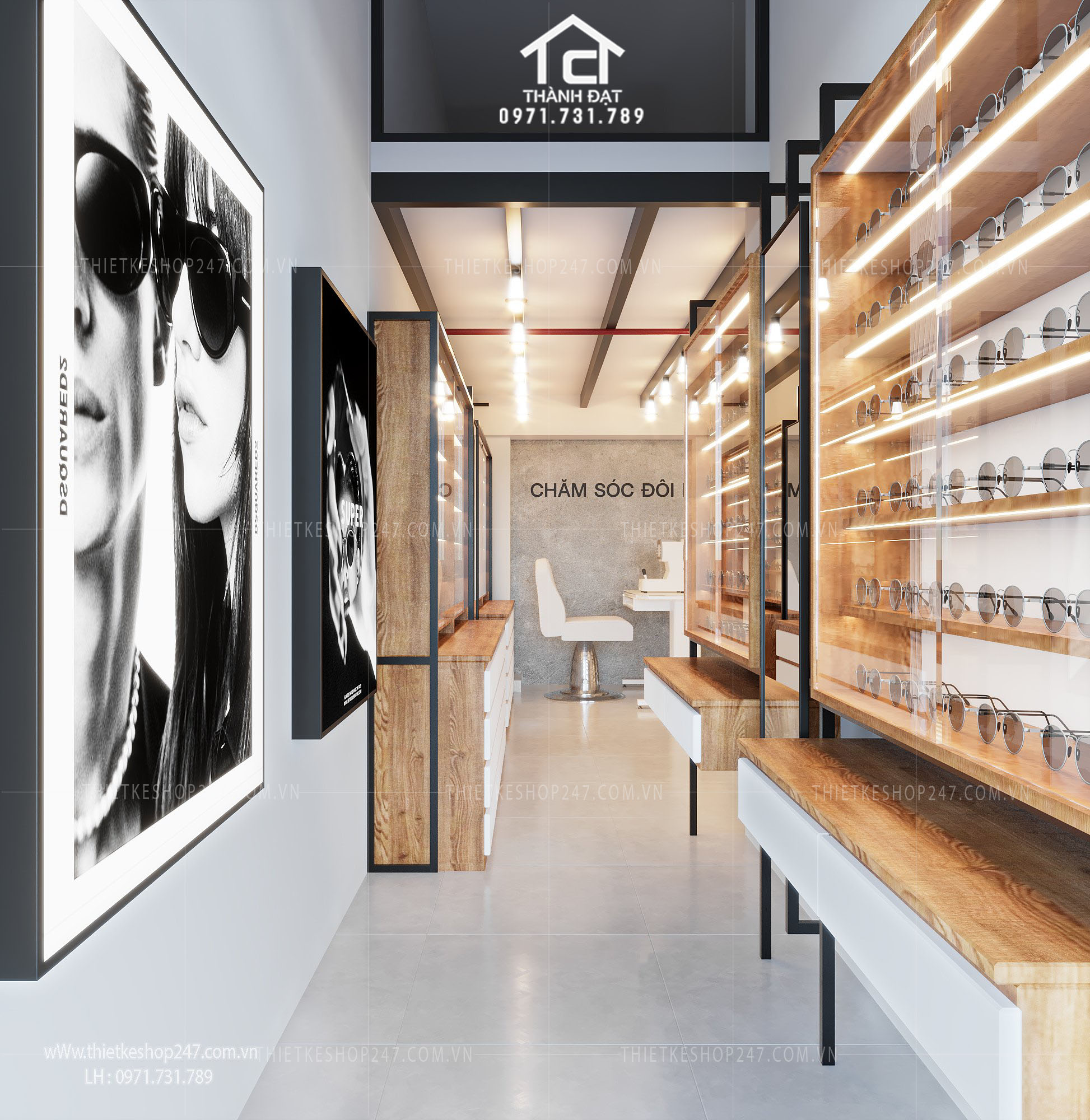 thiết kế shop mắt kính đẹp trẻ trung