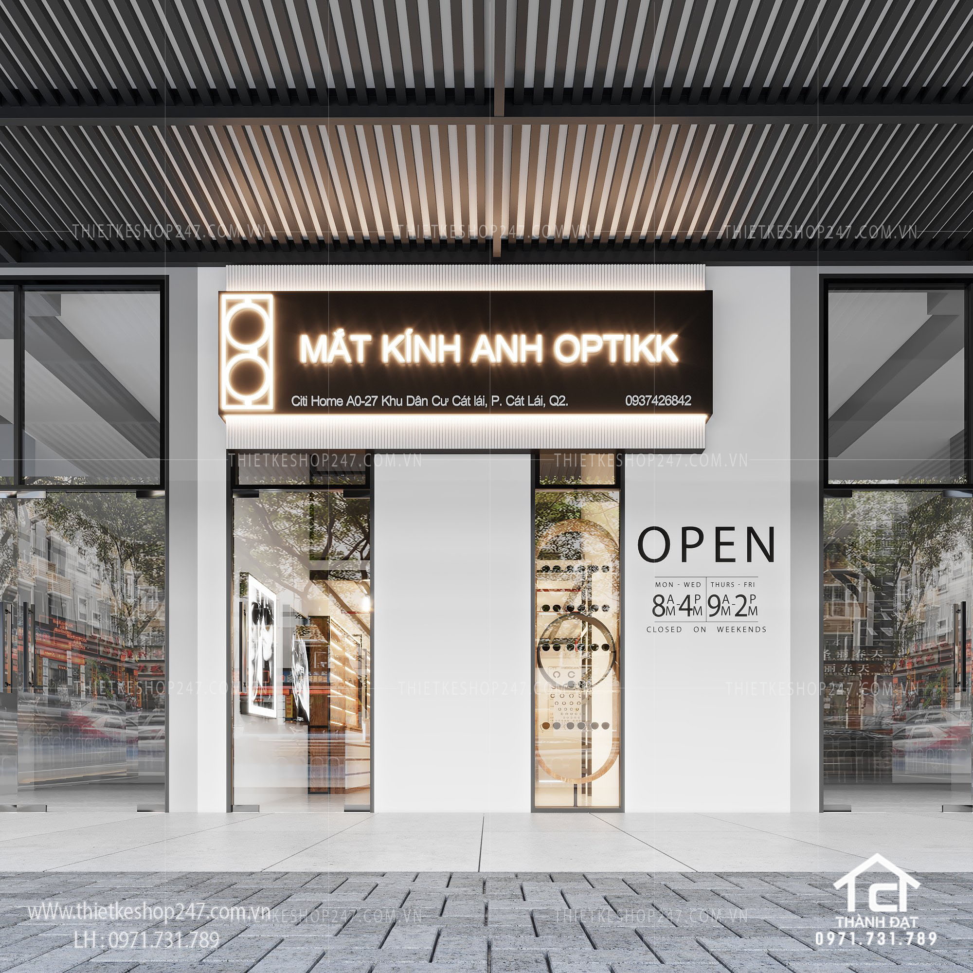 thiết kế shop mắt kính đẹp
