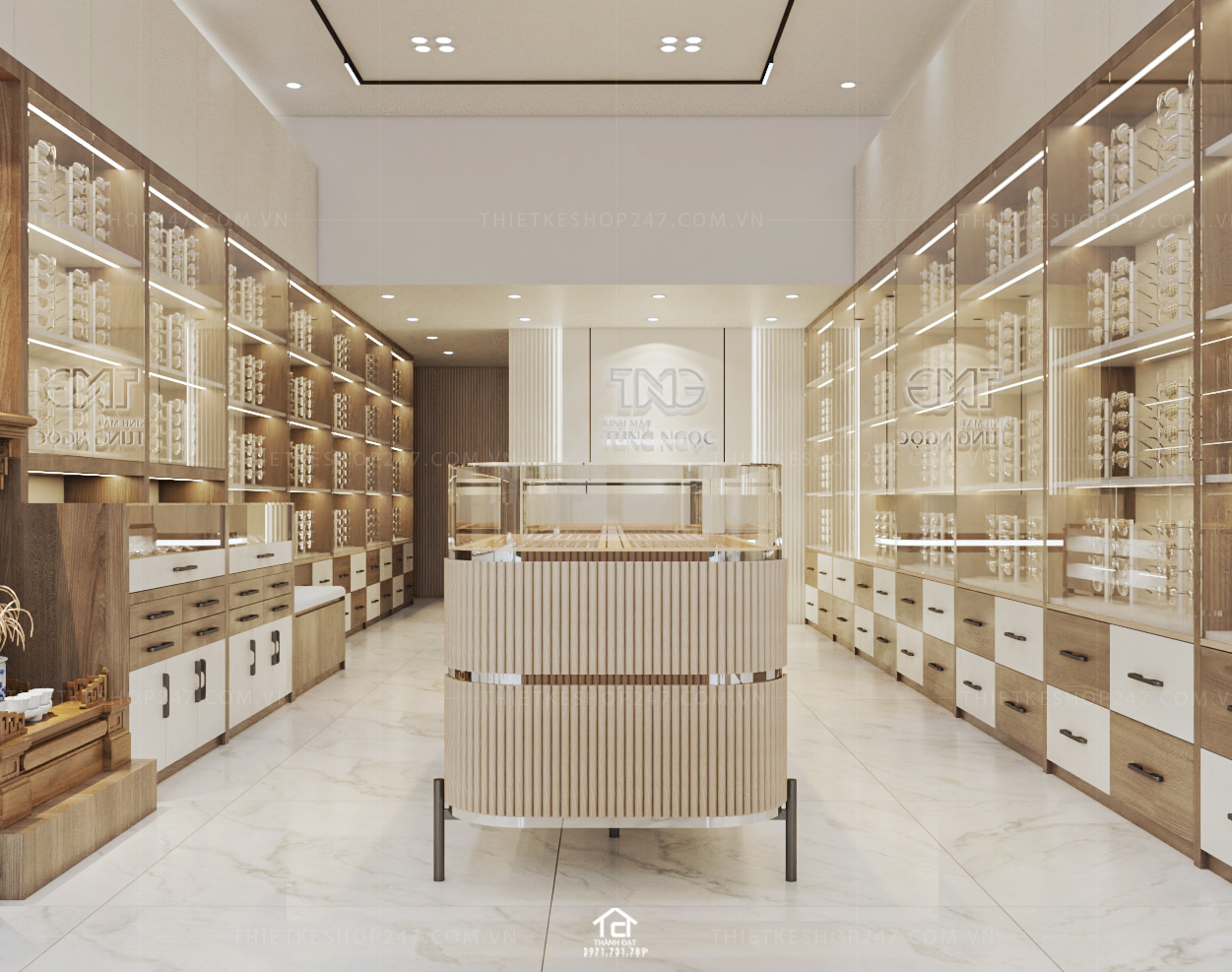 thiết kế shop mắt kính đẹp