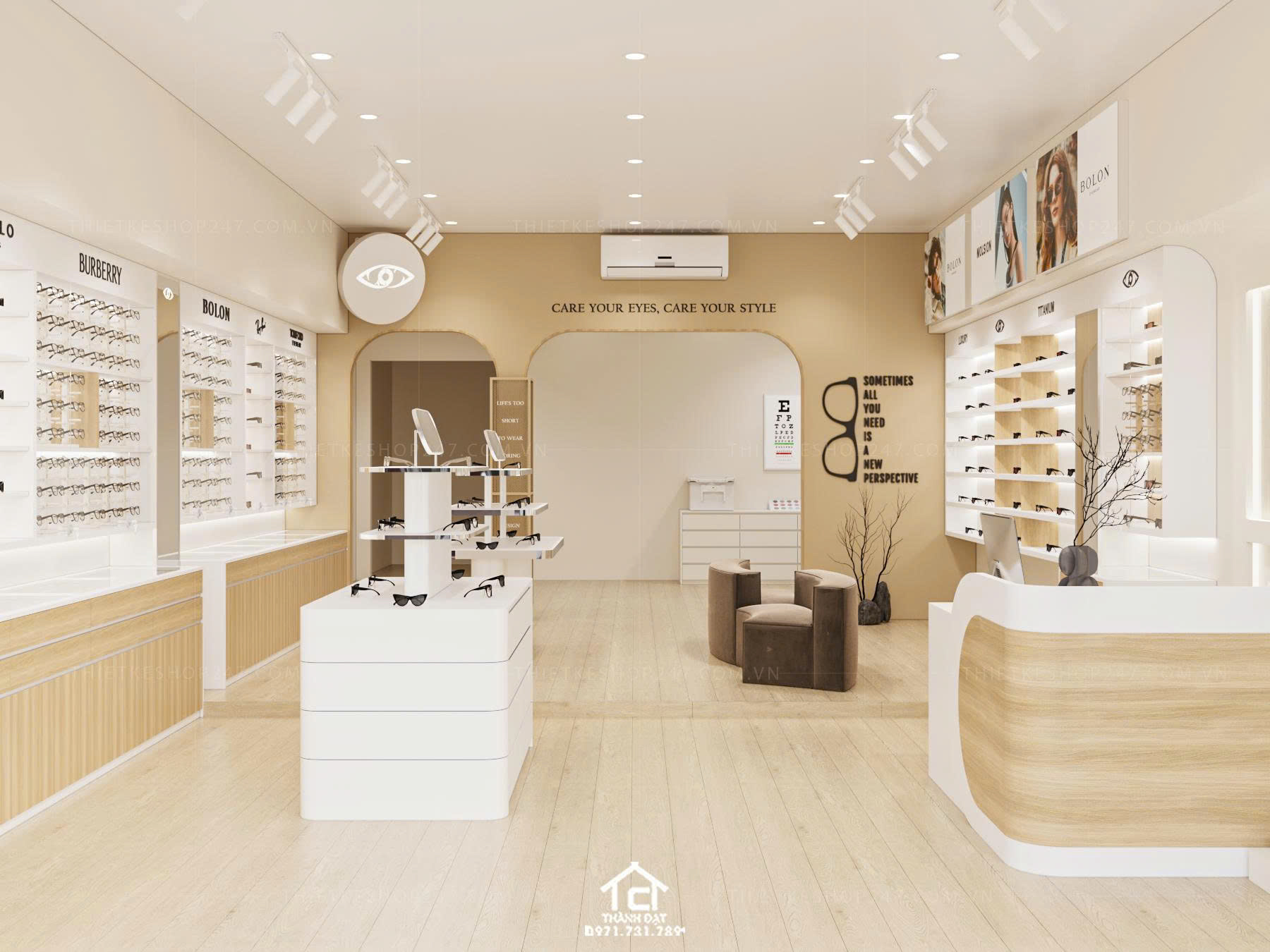 thiết kế shop mắt kính đẹp