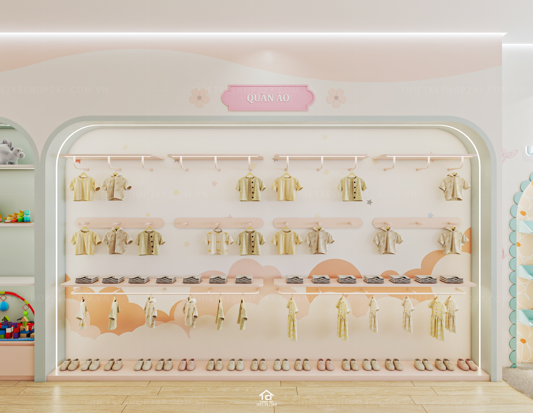 thiết kế cửa hàng mẹ và bé đẹp nổi bật