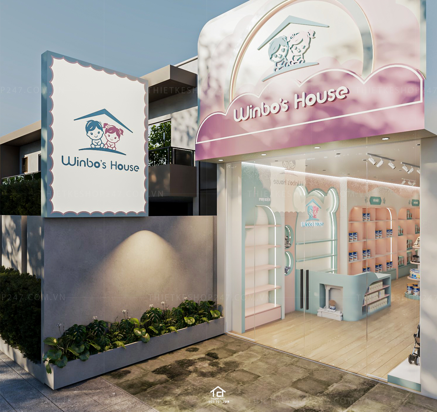 thiết kế cửa hàng mẹ và bé đẹp 