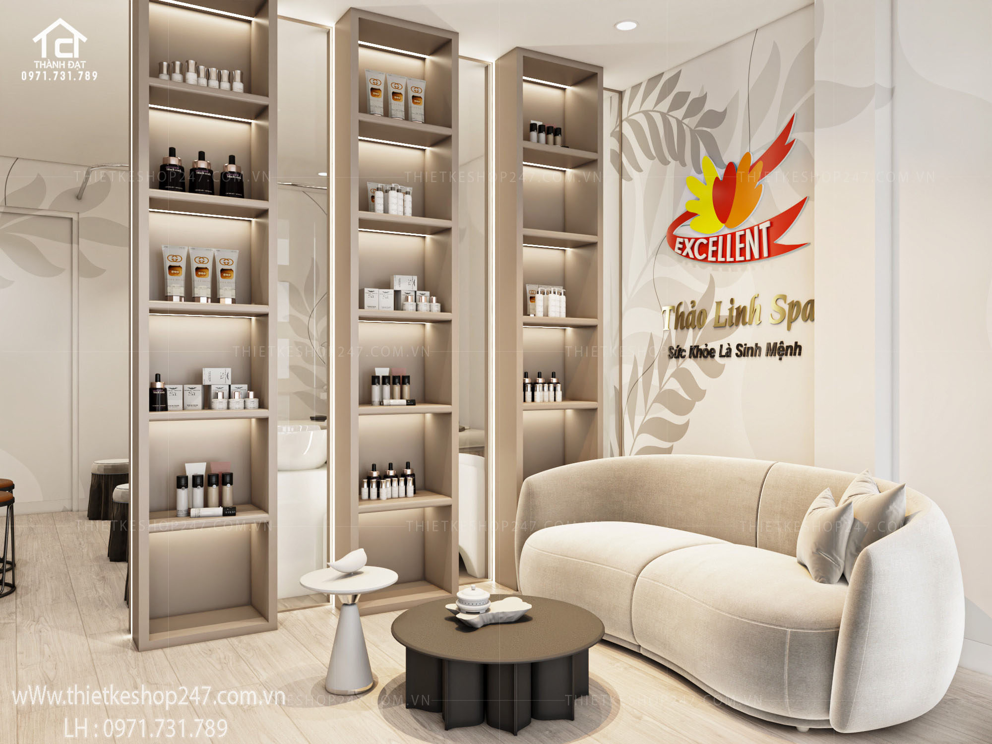 thiết kế shop mỹ phẩm đẹp ấn tượng