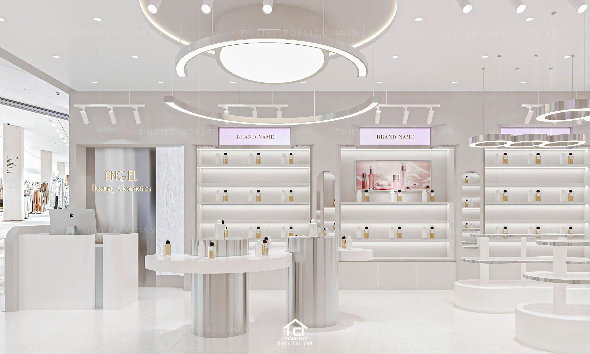 thiết kế shop mỹ phẩm đẹp ấn tượng
