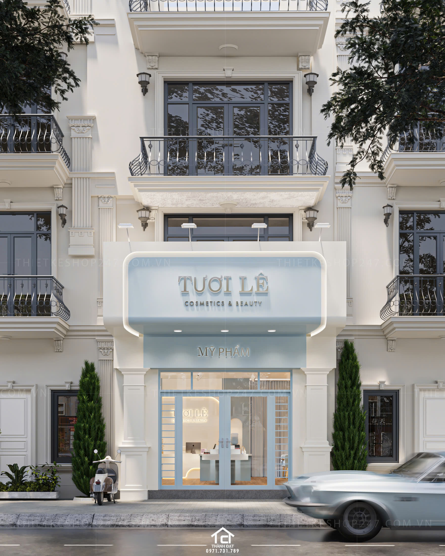 thiết kế shop mỹ phẩm đẹp ấn tượng