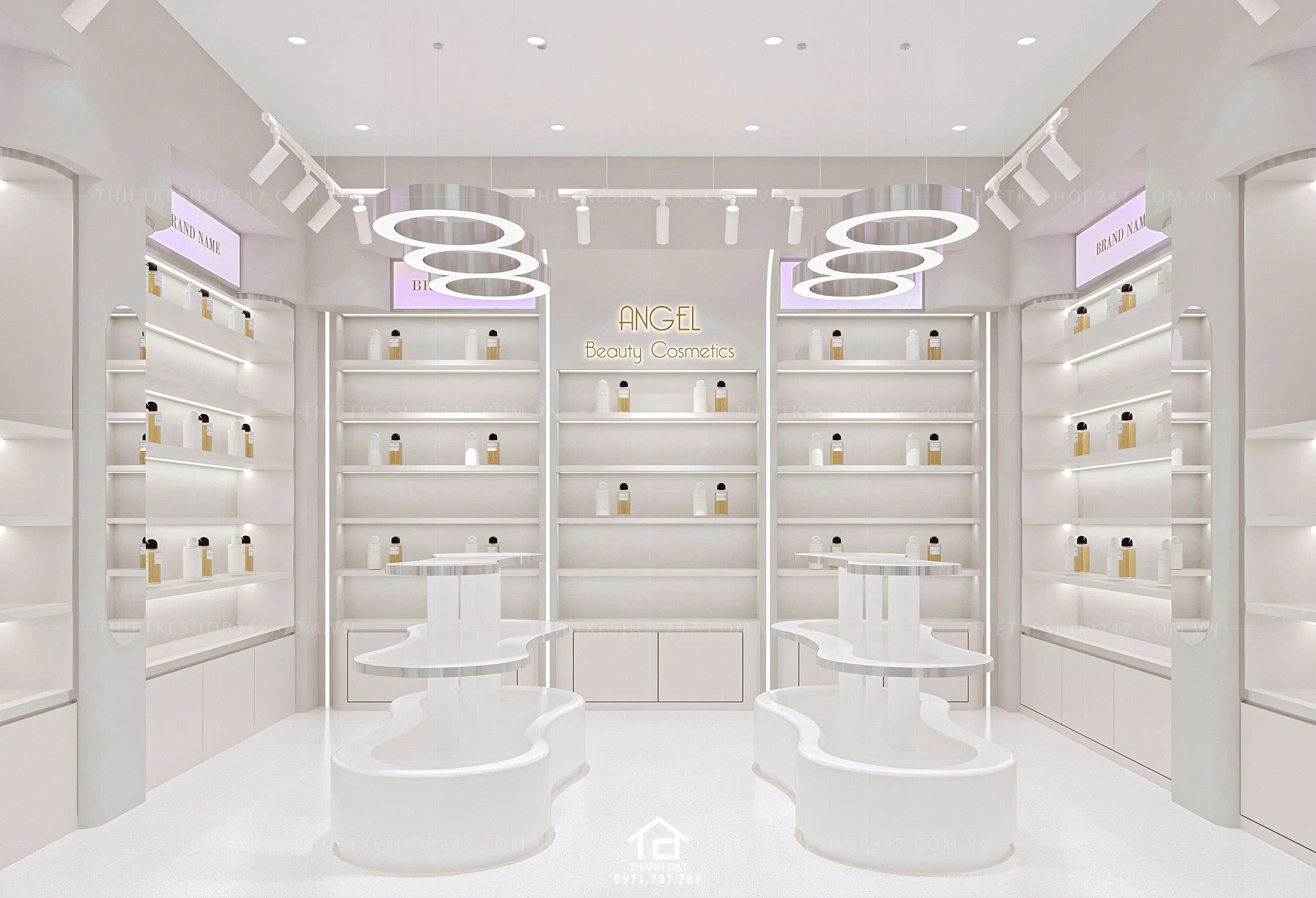 thiết kế shop mỹ phẩm đẹp bắt mắt