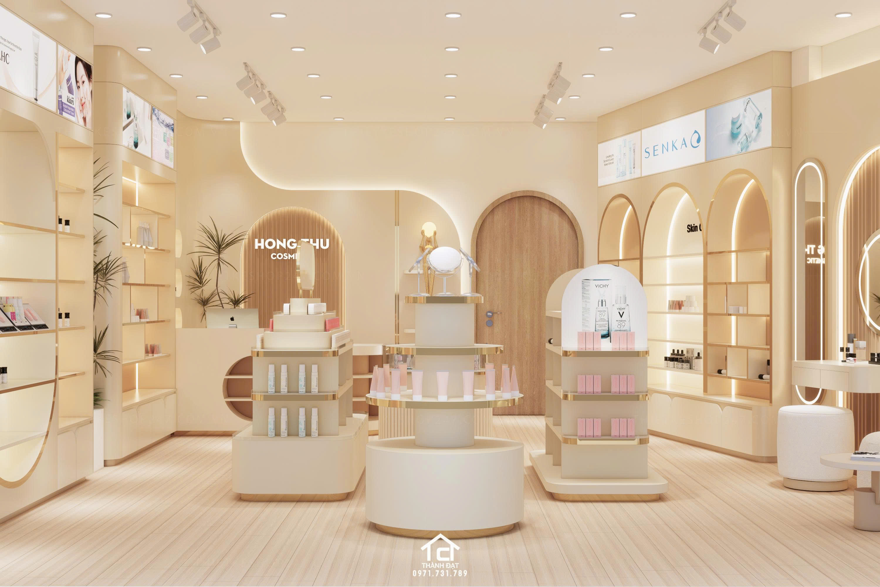 thiết kế shop mỹ phẩm đẹp bắt mắt