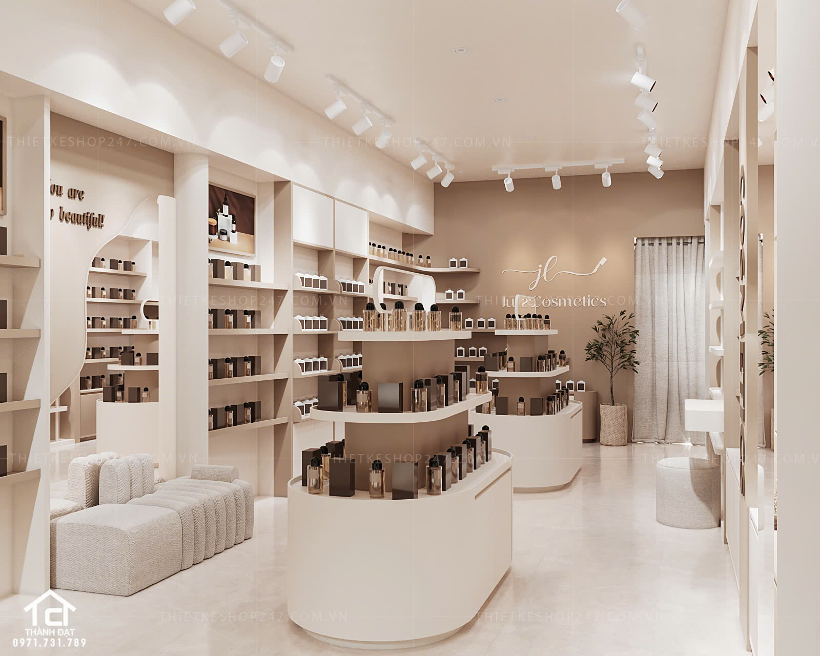 thiết kế shop mỹ phẩm đẹp bắt mắt