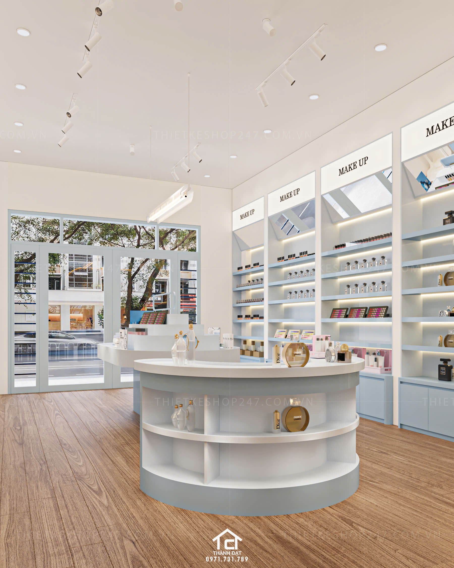 thiết kế shop mỹ phẩm đẹp bắt mắt