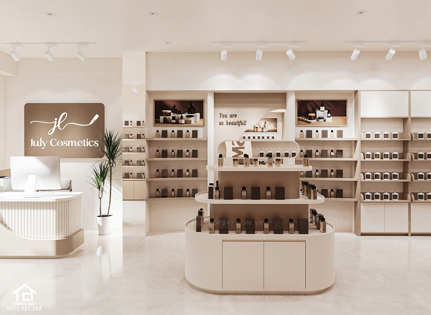 thiết kế shop mỹ phẩm đẹp lôi cuốn