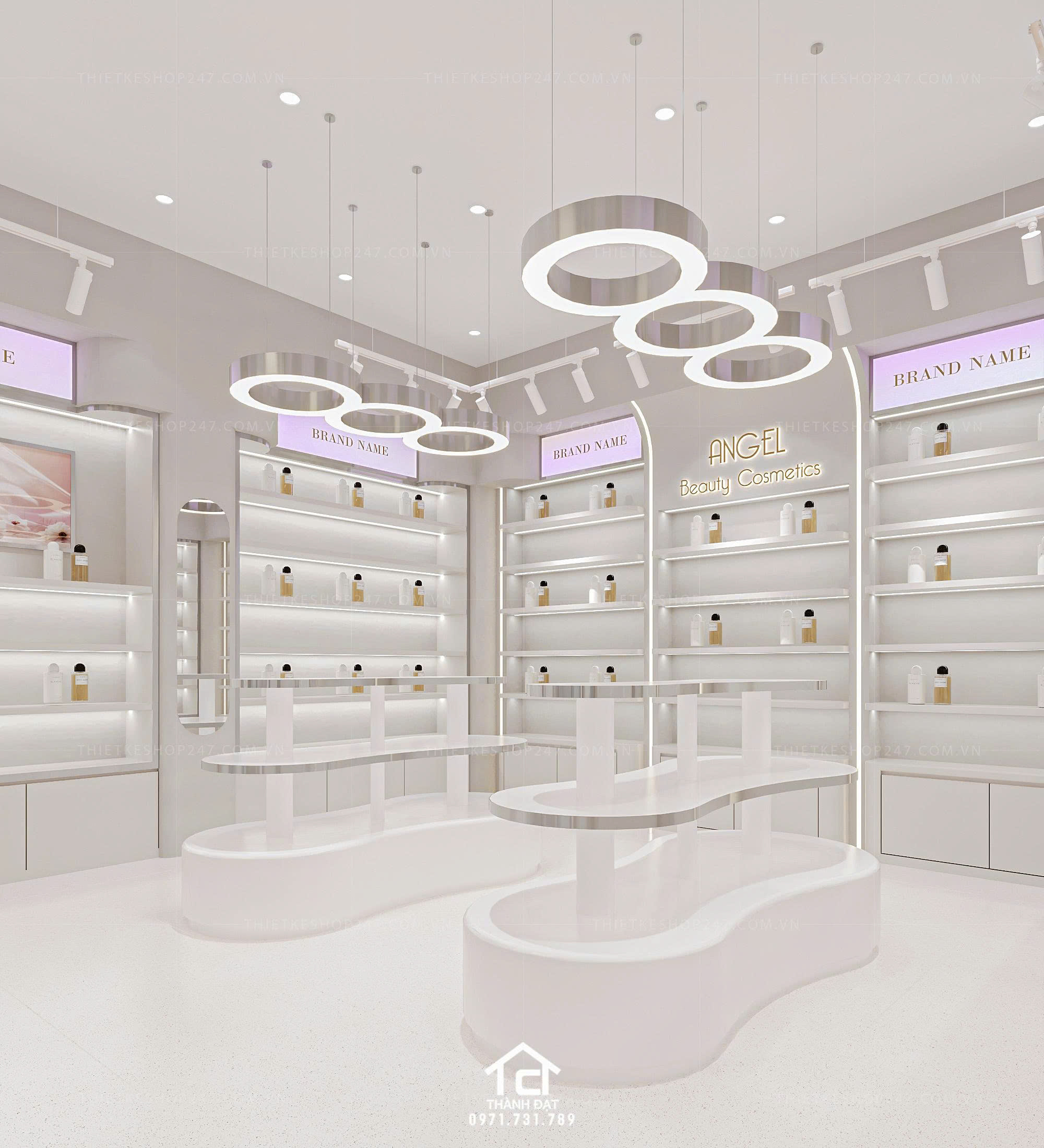 thiết kế shop mỹ phẩm đẹp lung linh