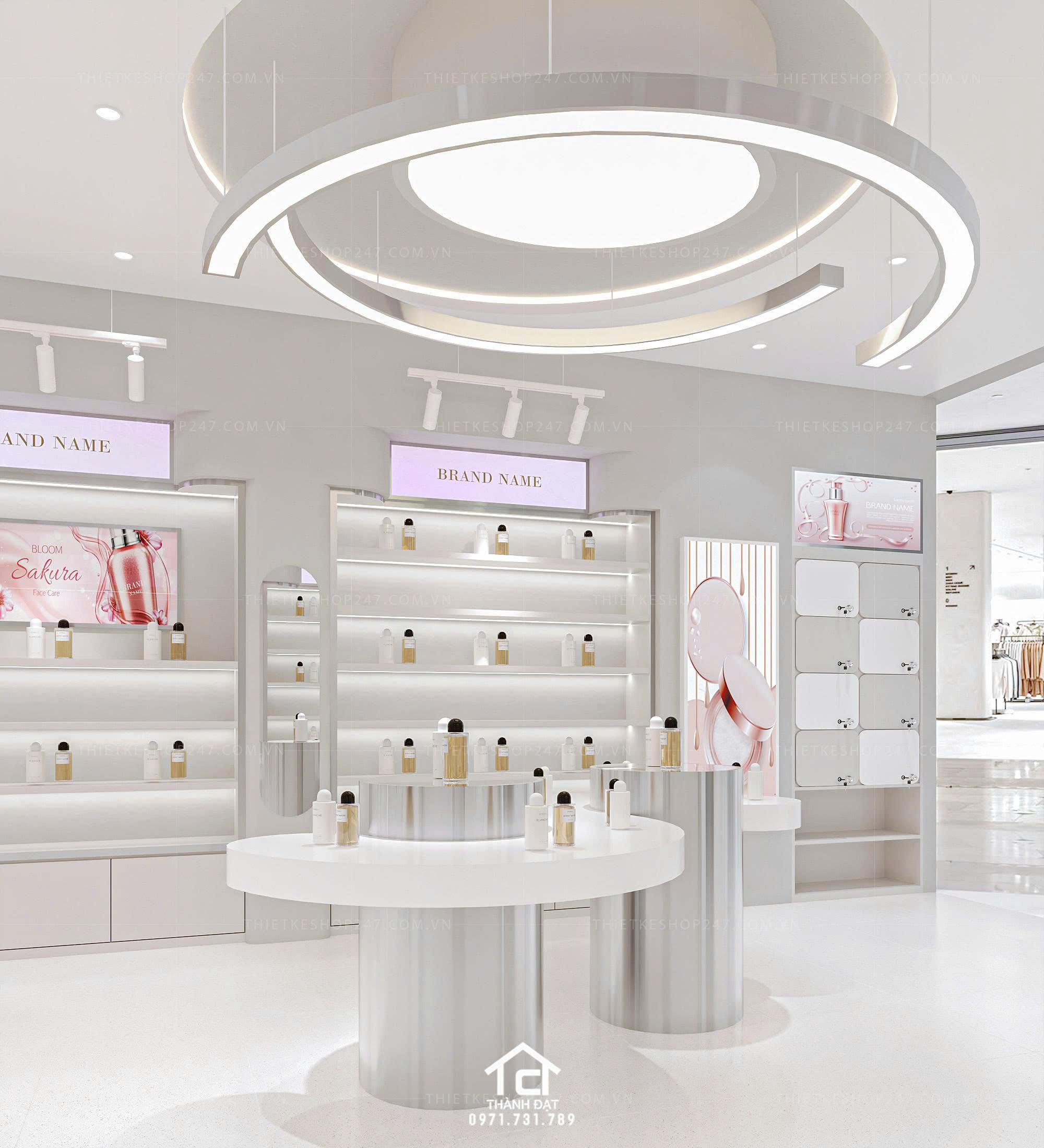 thiết kế shop mỹ phẩm đẹp năng động