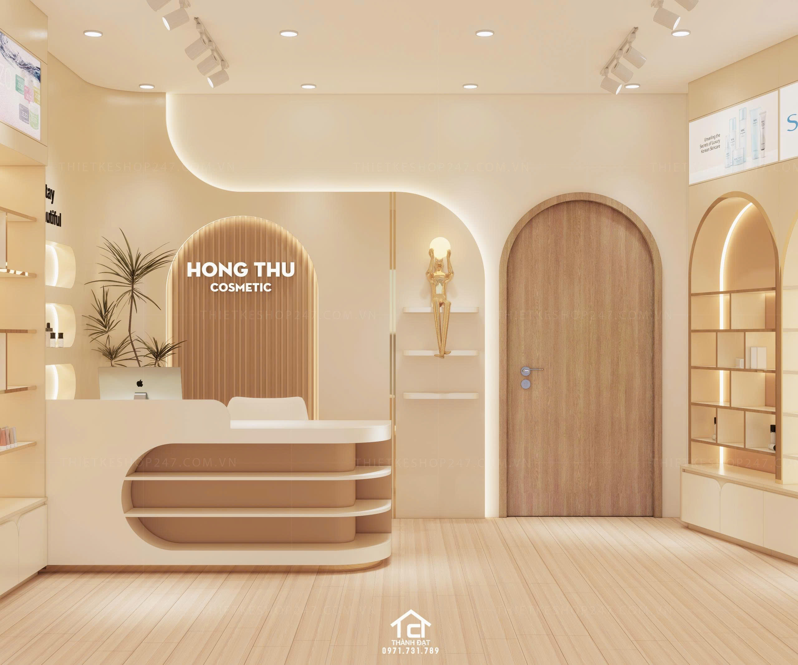 thiết kế shop mỹ phẩm đẹp sinh động