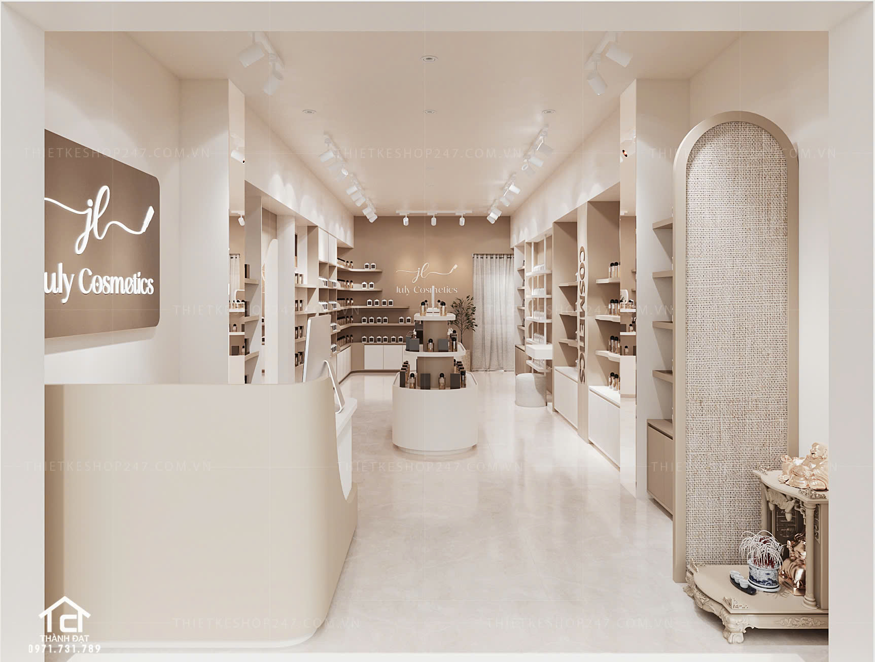 thiết kế shop mỹ phẩm đẹp sinh động