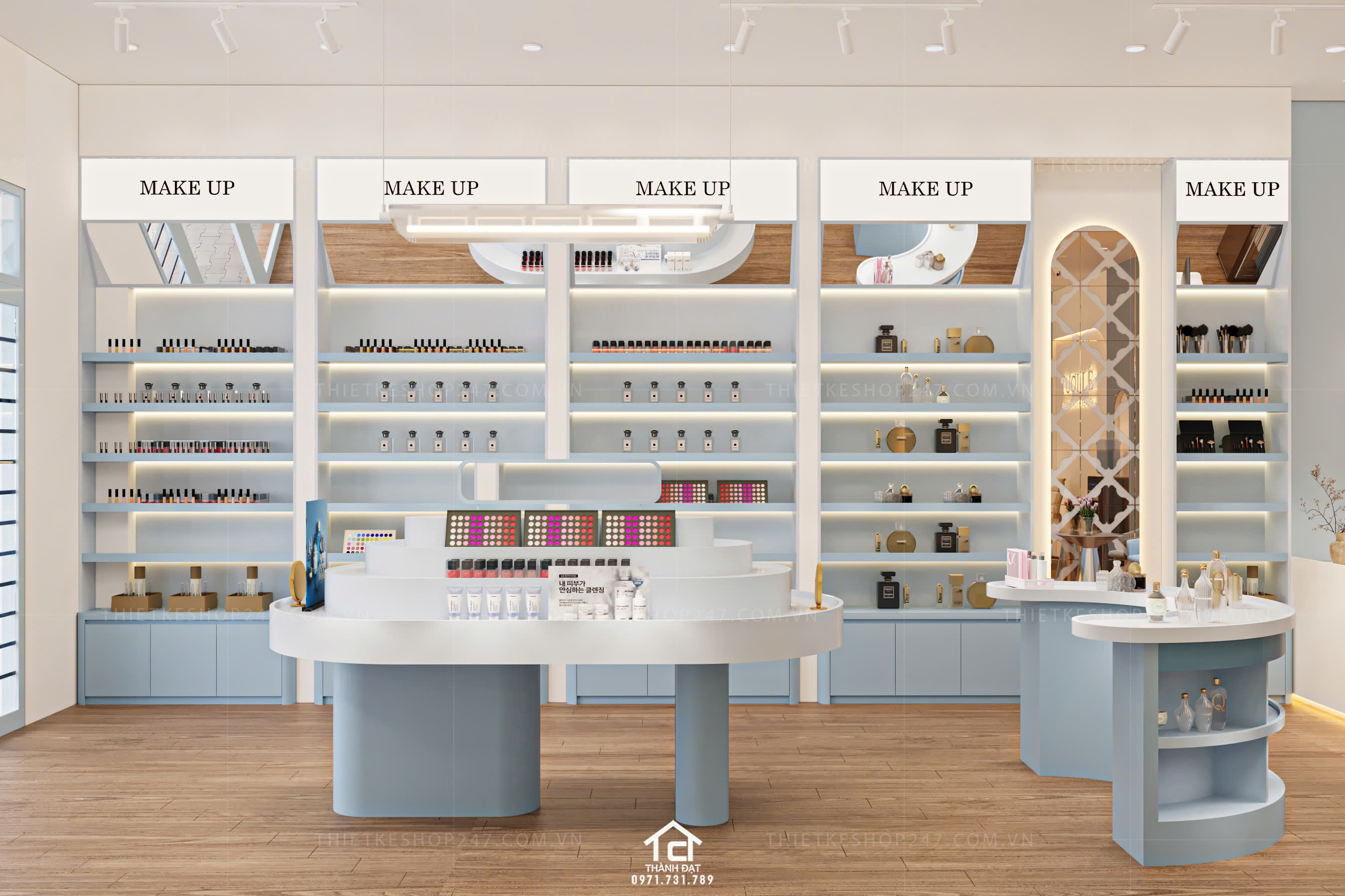 thiết kế shop mỹ phẩm đẹp sinh động