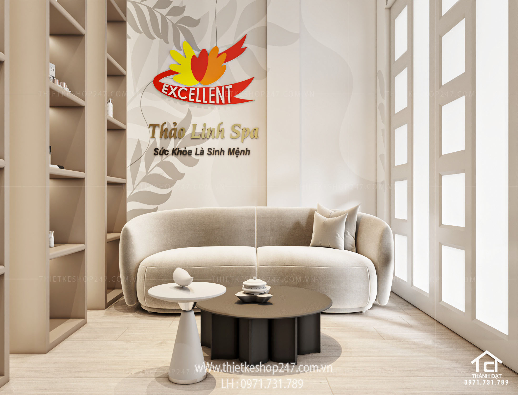 thiết kế shop mỹ phẩm đẹp tinh tế