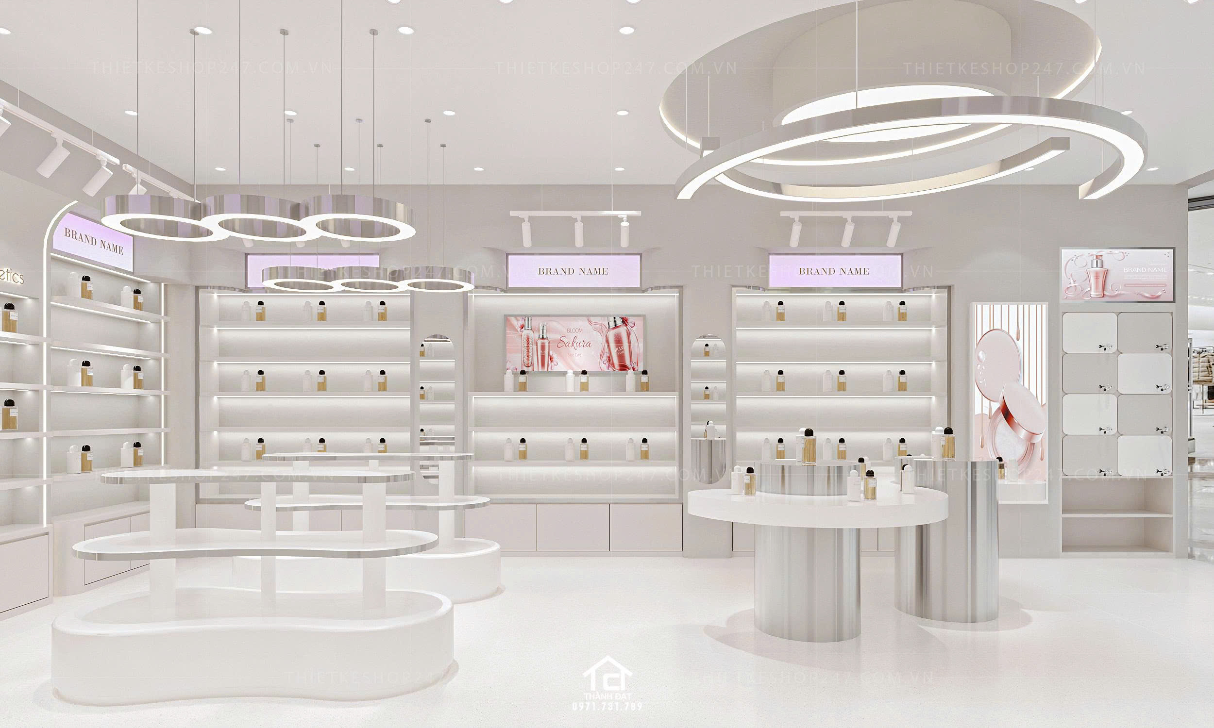 thiết kế shop mỹ phẩm đẹp tinh tế