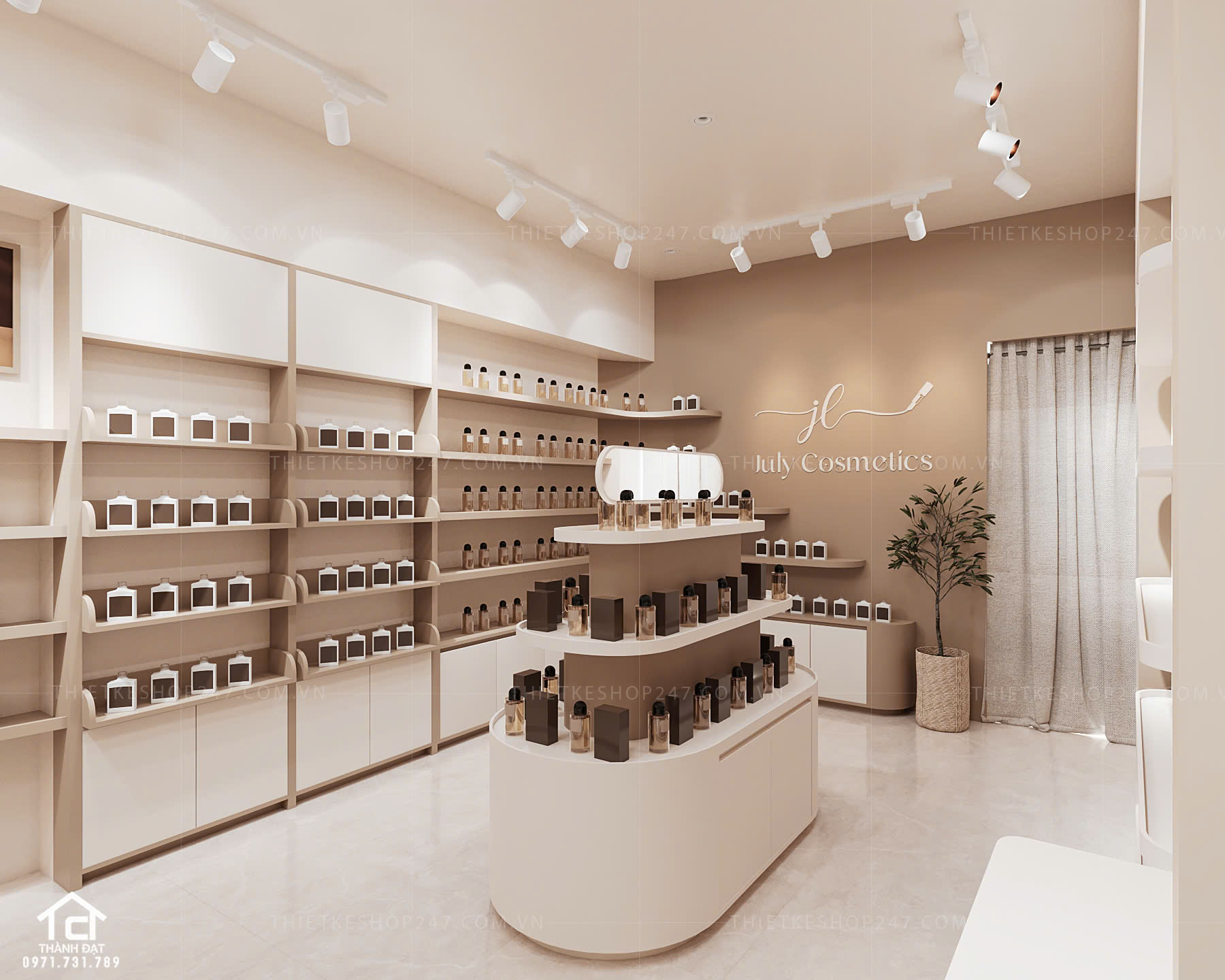 thiết kế shop mỹ phẩm đẹp tinh tế