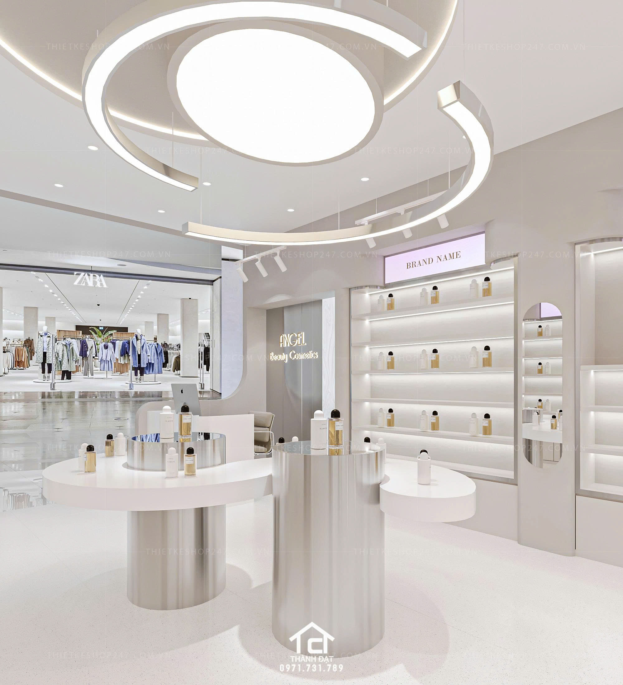 thiết kế shop mỹ phẩm đẹp trẻ trung