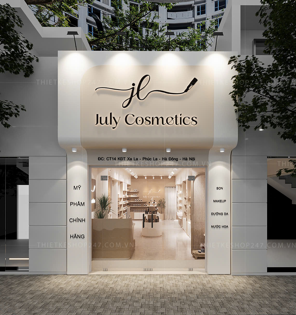 thiết kế shop mỹ phẩm đẹp