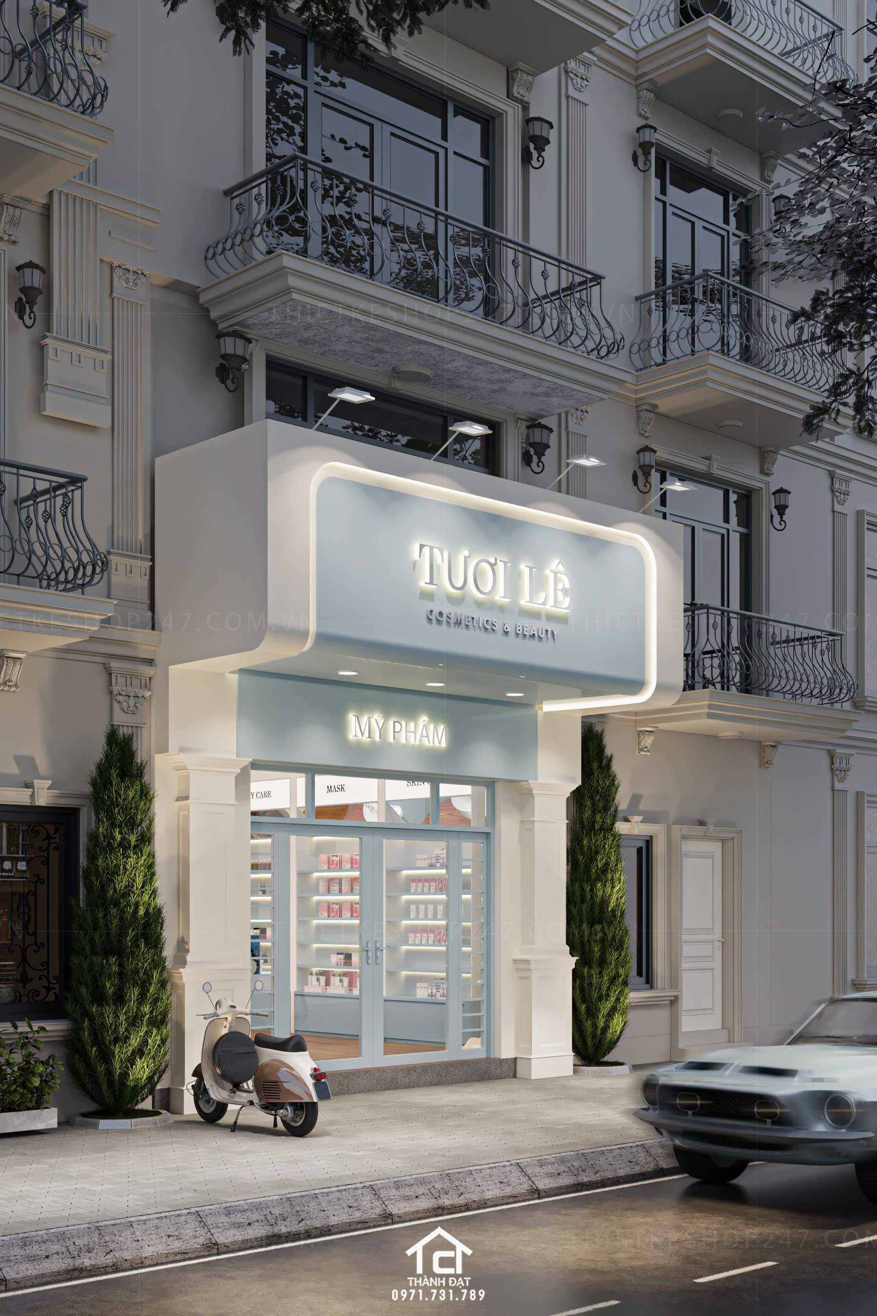 thiết kế shop mỹ phẩm đẹp