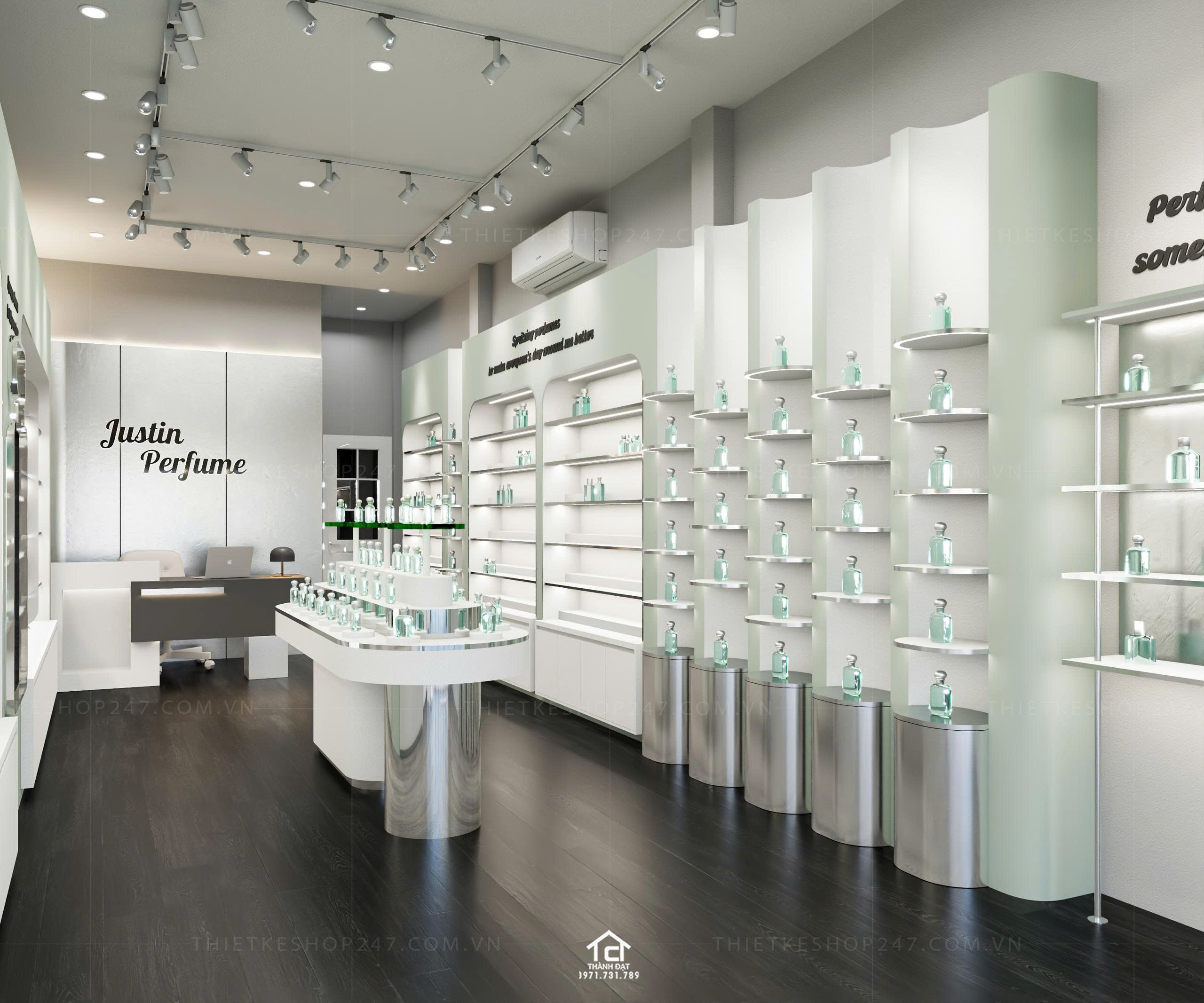 thiết kế shop mỹ phẩm, nước hoa đẹp lôi cuốn