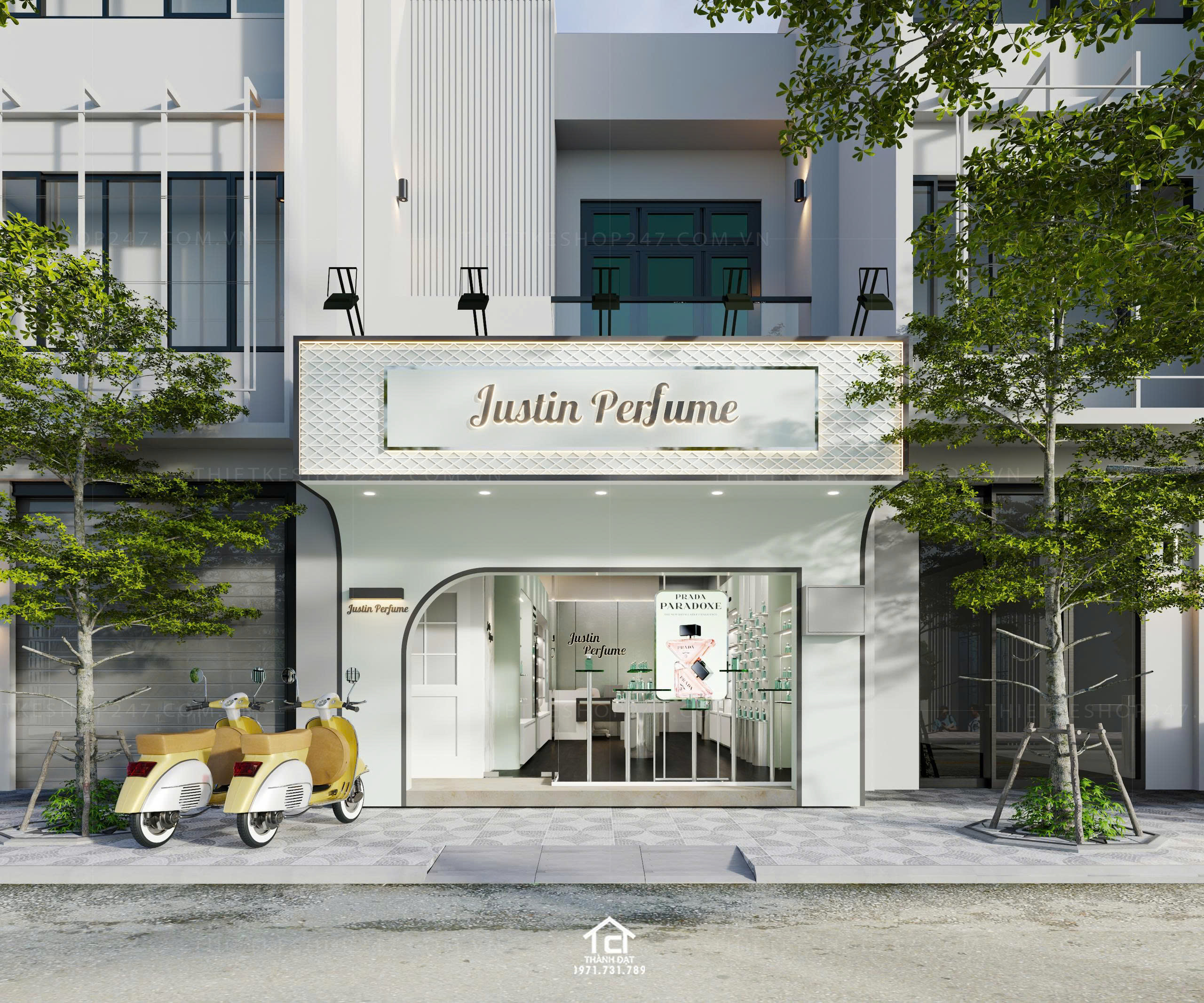 thiết kế shop mỹ phẩm, nước hoa đẹp và sang
