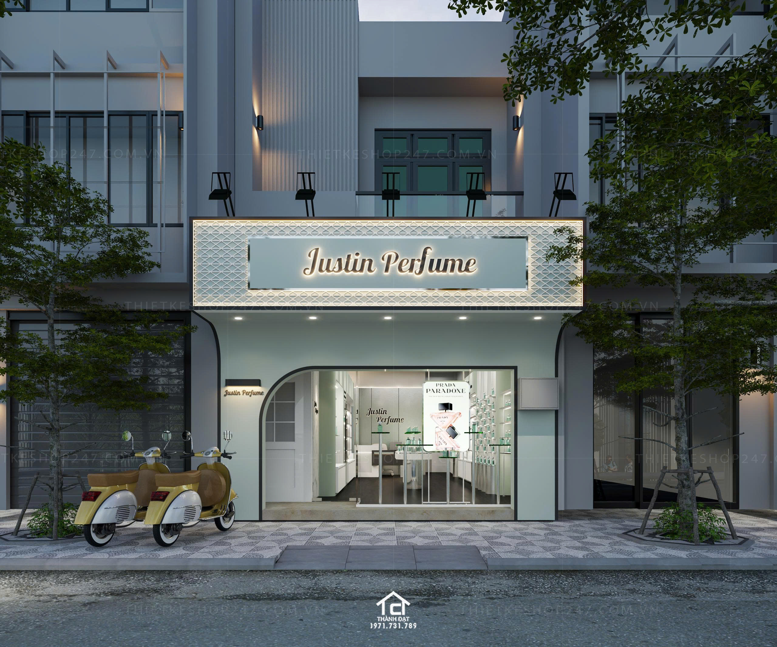 thiết kế shop mỹ phẩm, nước hoa đẹp