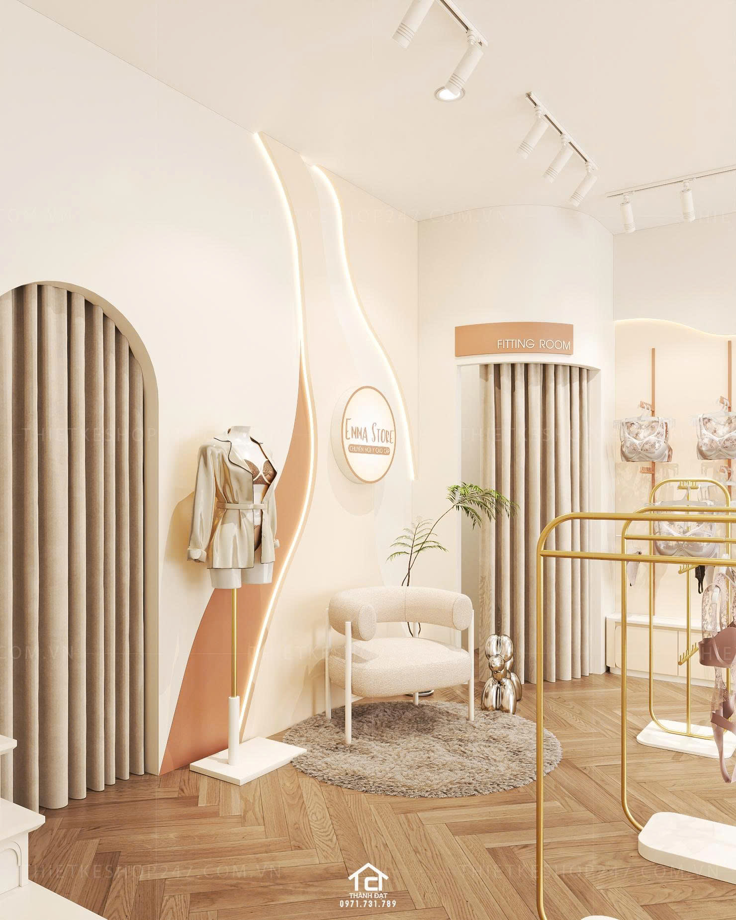 thiết kế shop nội y đẹp năng động