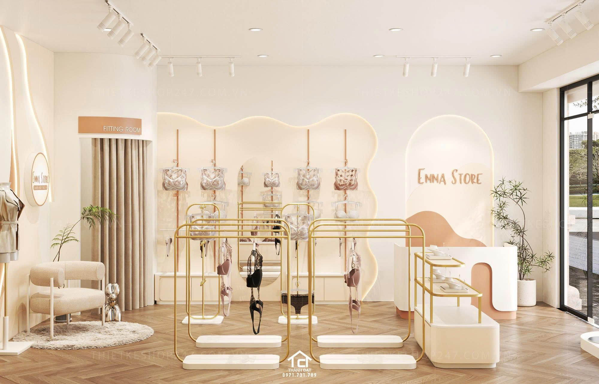 thiết kế shop nội y đẹp nữ tính