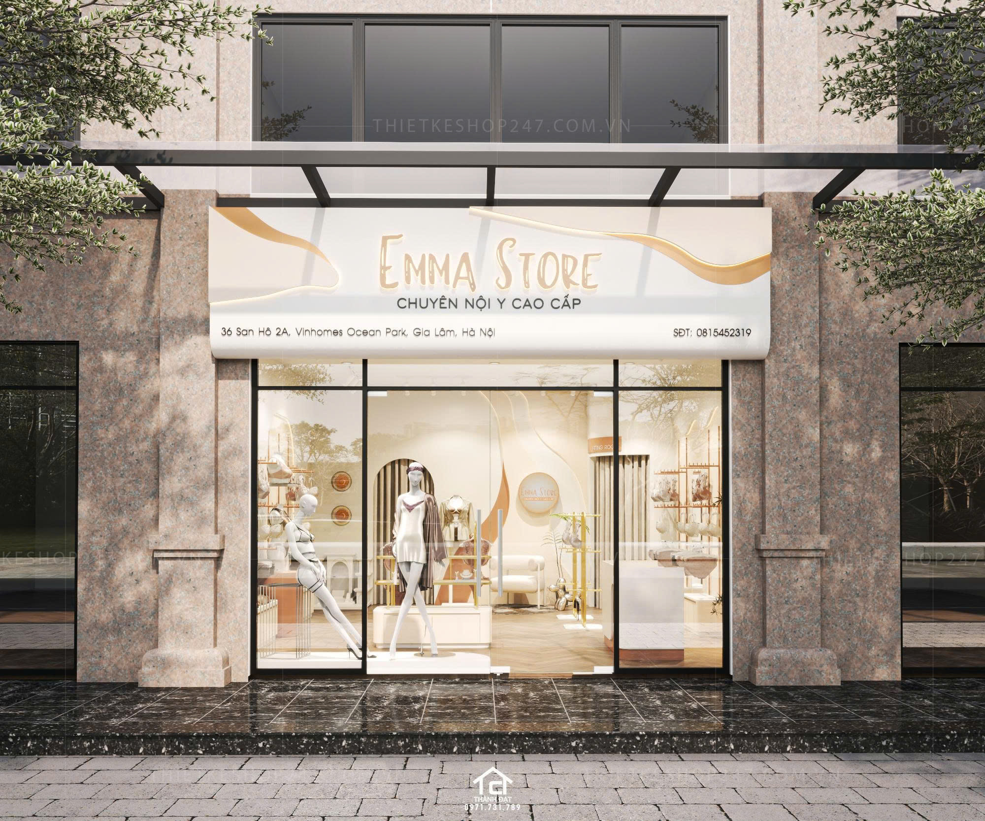 thiết kế shop nội y đẹp sang trọng