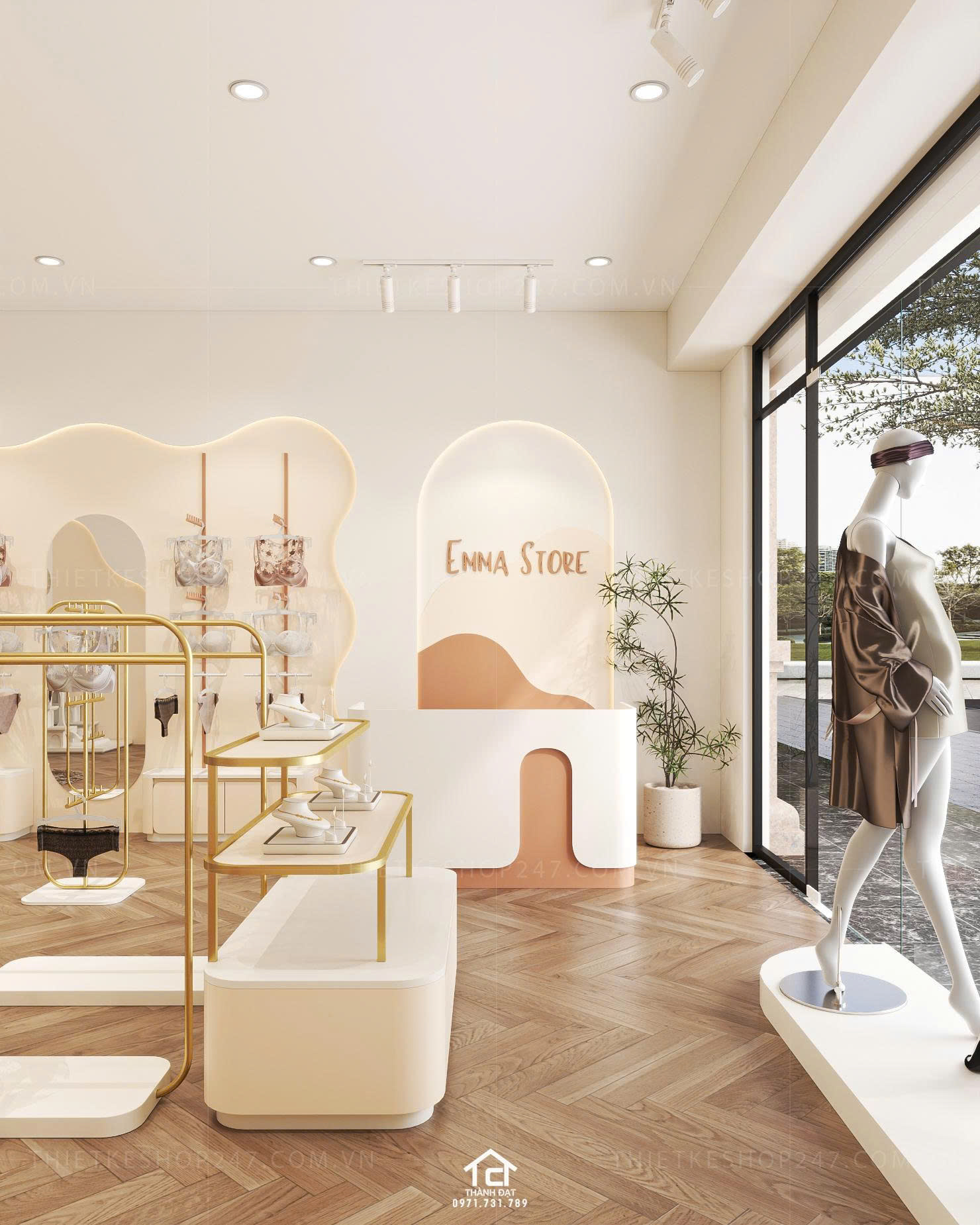 thiết kế shop nội y đẹp sinh động