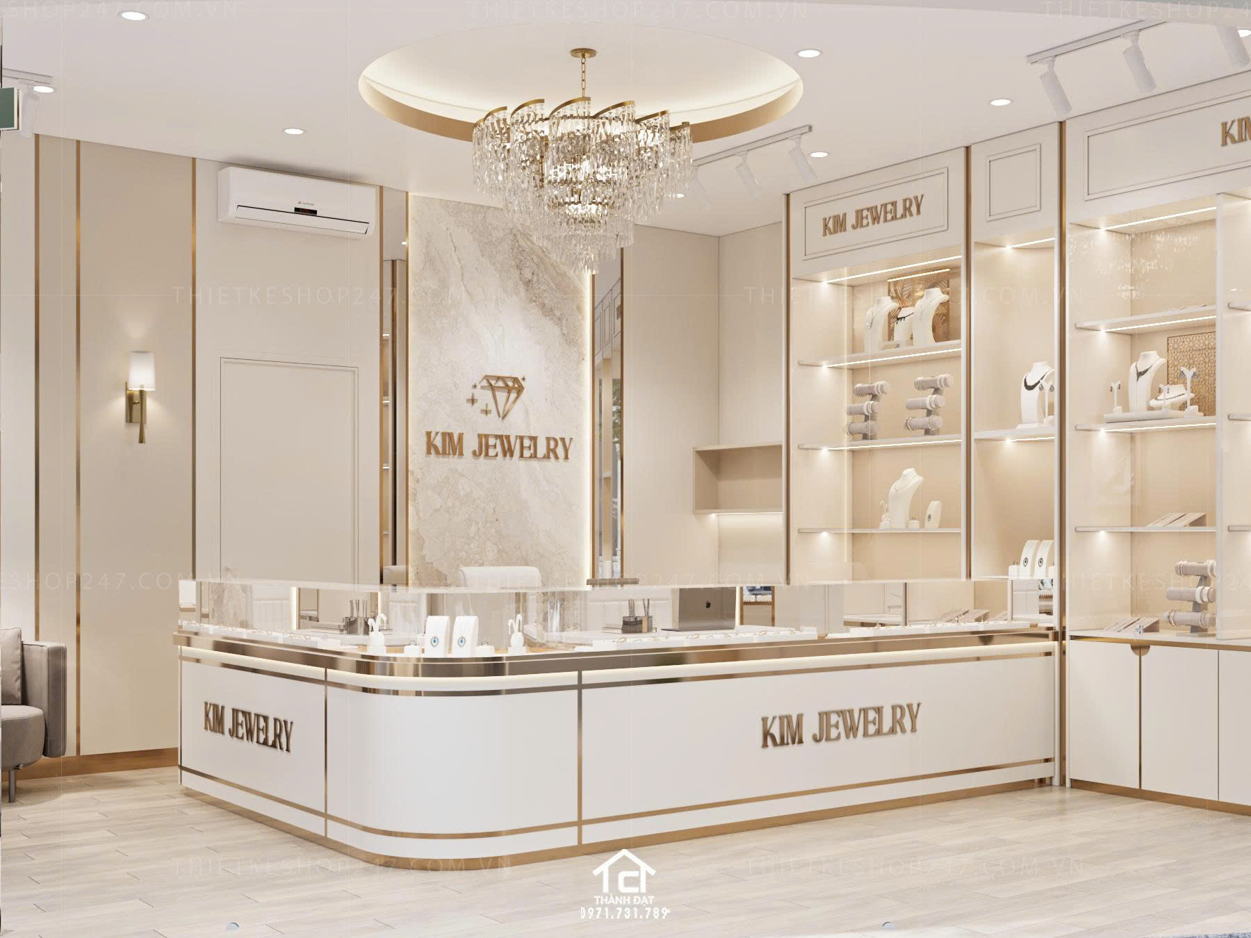 Thiết kế shop phụ kiện trang sức đẹp hiện đại