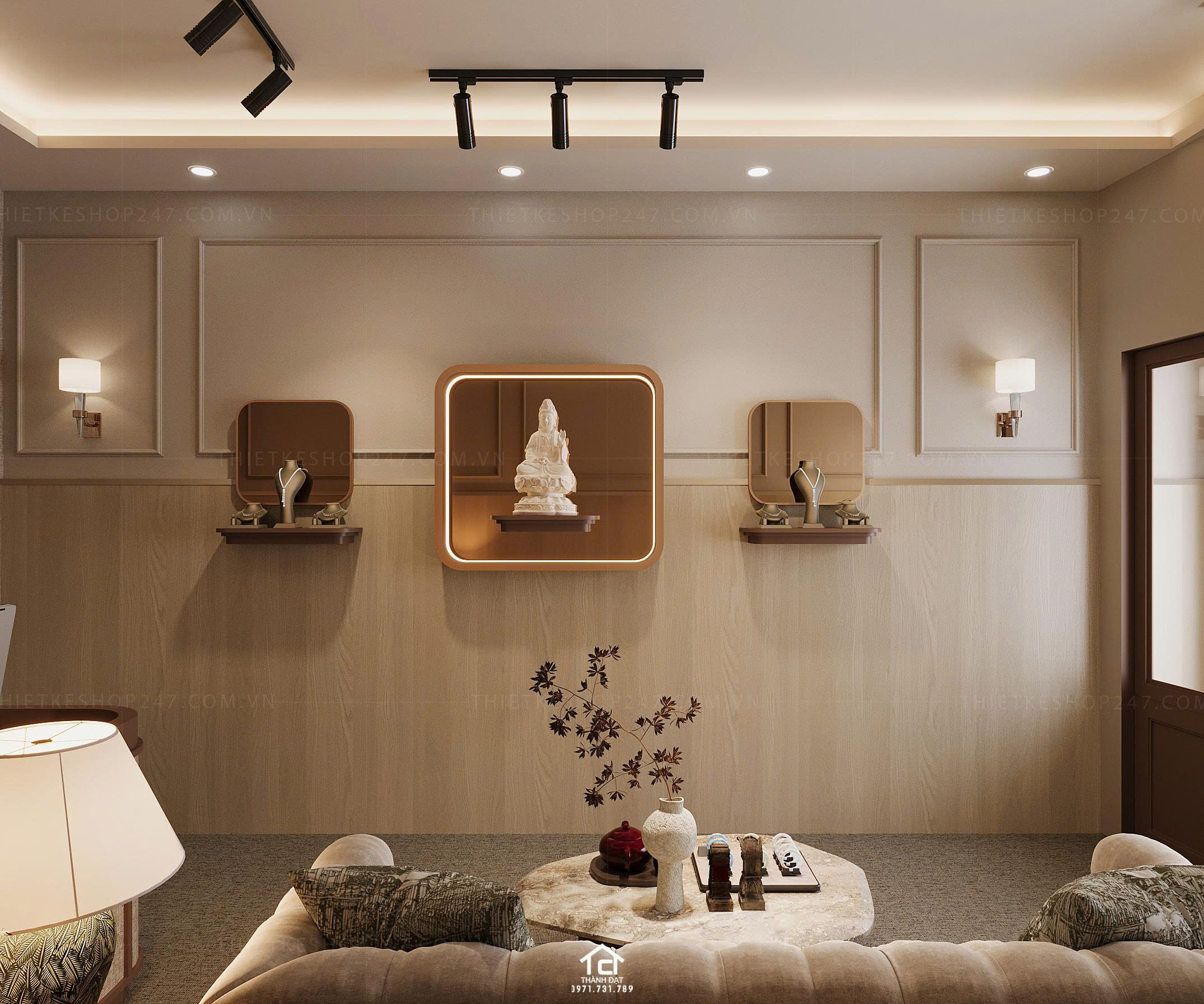 thiết kế shop phong thủy đẹp sinh động