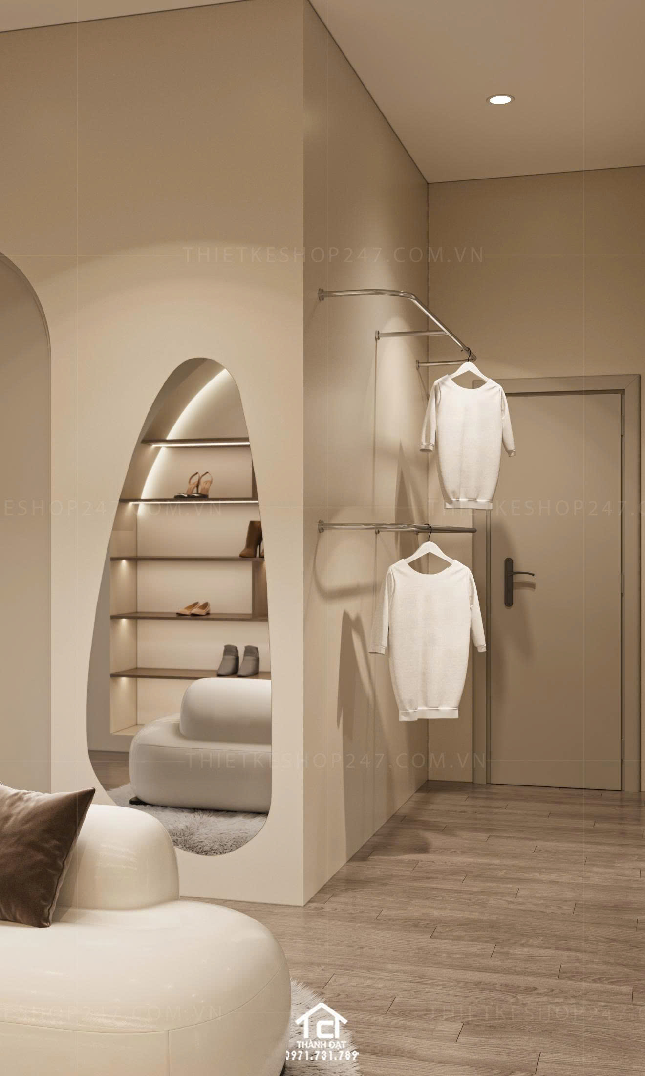 thiết kế shop thời trang đẹp dịu dàng