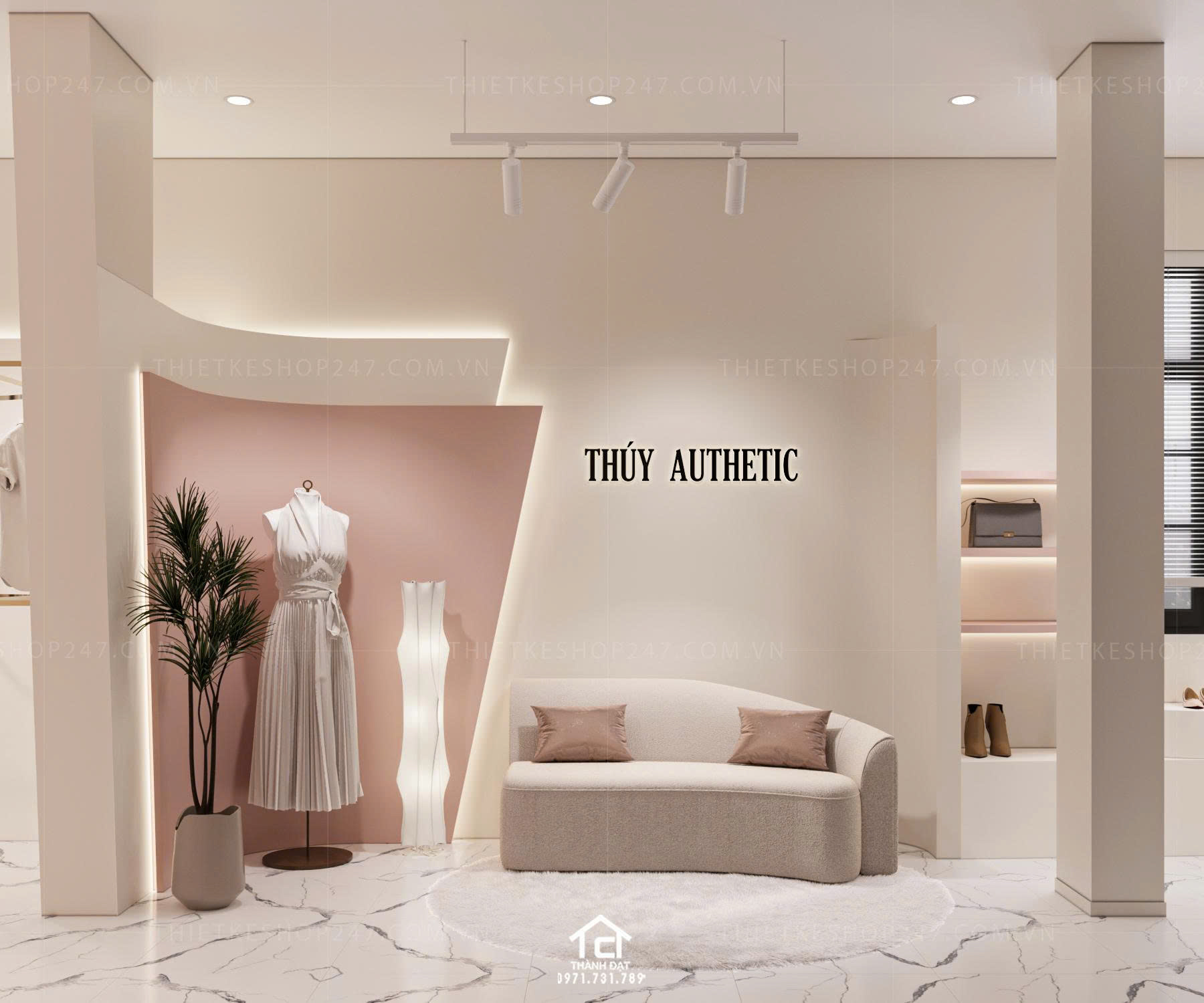 thiết kế shop thời trang đẹp dịu dàng