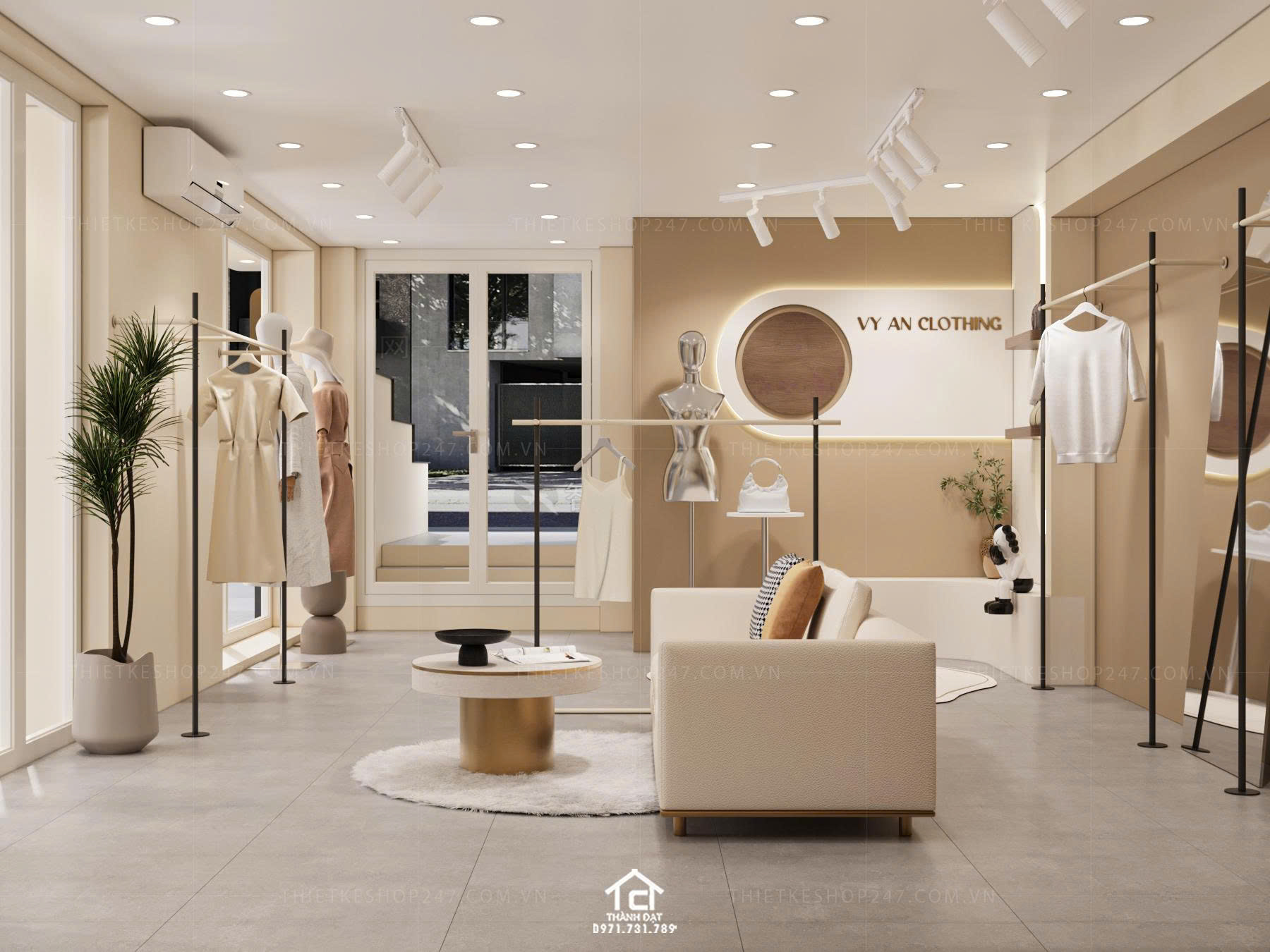 thiết kế shop thời trang đẹp dịu dàng